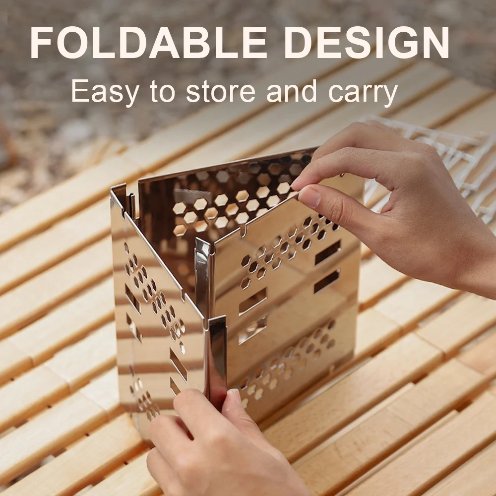 Radirus Stainless Steel Backpacking Stove, Portable Folding Camping Wood Burning Stove for Traveling