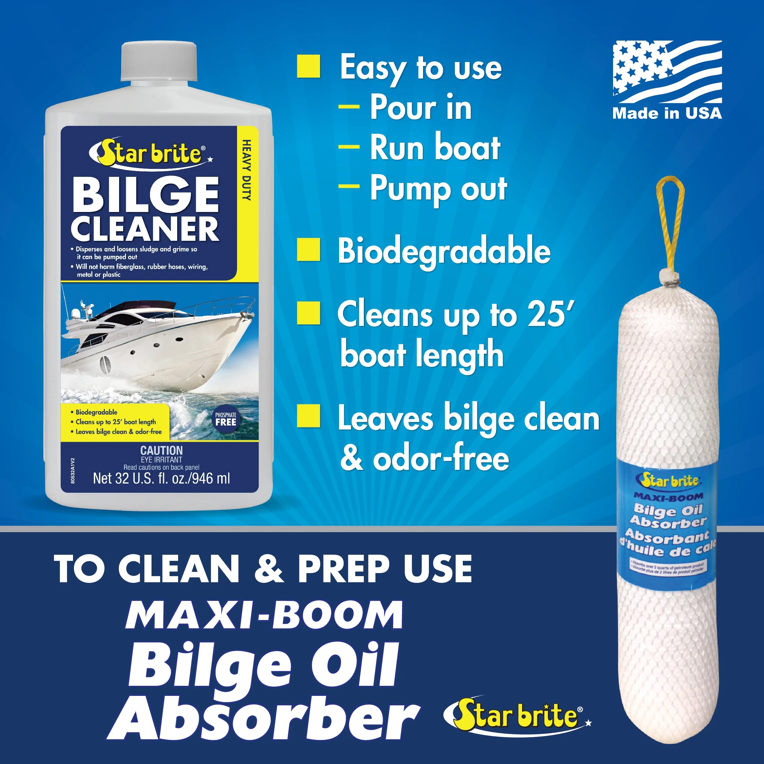STAR BRITE Heavy Duty Bilge Cleaner -Simple & Easy to Use - Pour In, Run Boat, Pump Out - Emulsifies Oil, Fuel & Leaves Bilge Clean With a Fresh Clean Scent - 1 Gallon (080500)