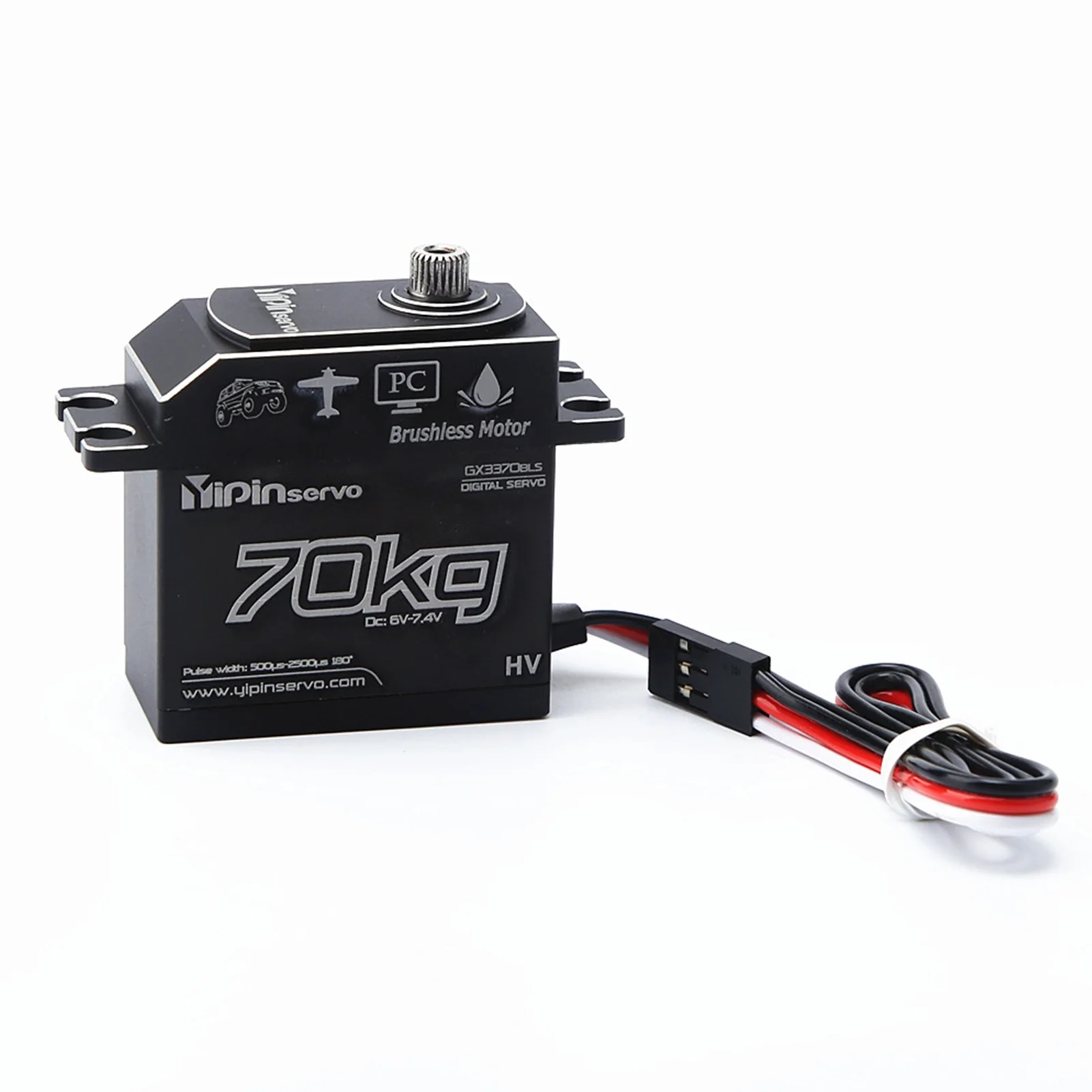 GX3370BLS 70KG Digital Servo IP67 Waterproof Steering Servo 180° Full Metal Body Stainless Steel Gear Brushless Motor Servo for 18 15 RC Car Crawler RC Boat Airplane Helicopter Robot