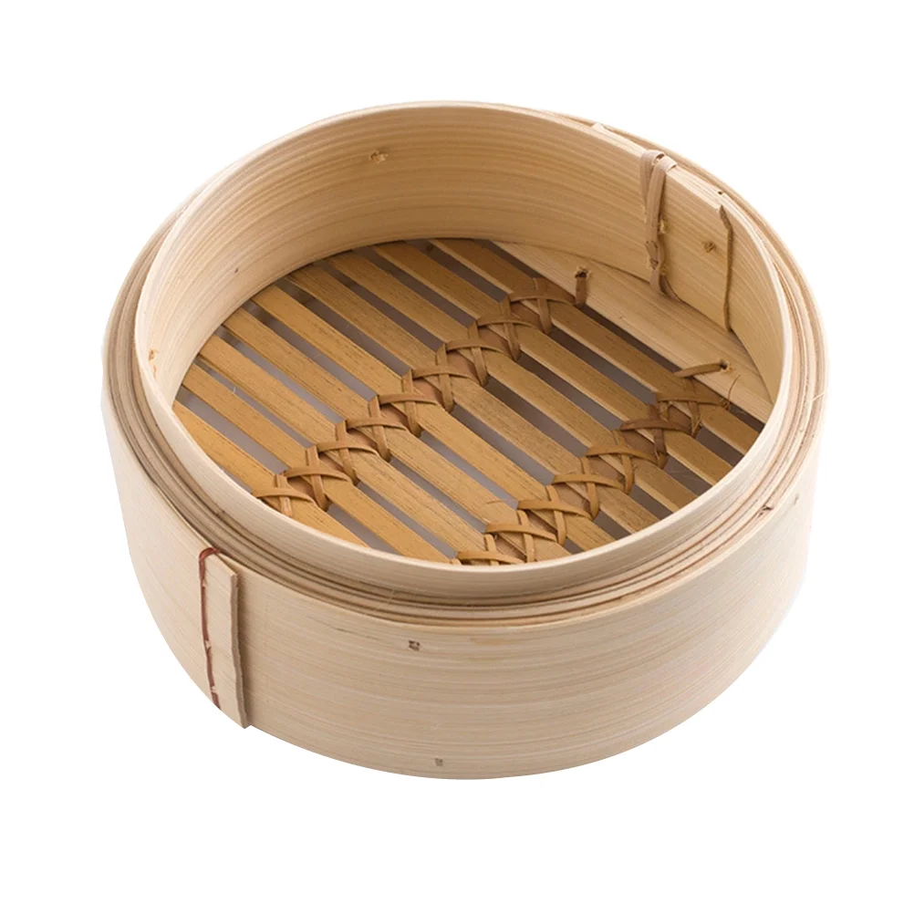 2pcs 8 Inch Bamboo Steamers Chinese Dim Sum Cookers Dessert Lotus Leaf Rice Steamers Kitchen Cooking Tools with Cover