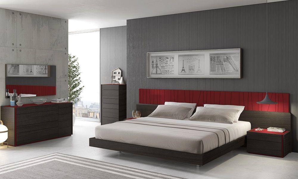 Light Grey Lacquer & Wenge Veneer King Bedroom Set 3Pcs J&M Lagos Contemporary