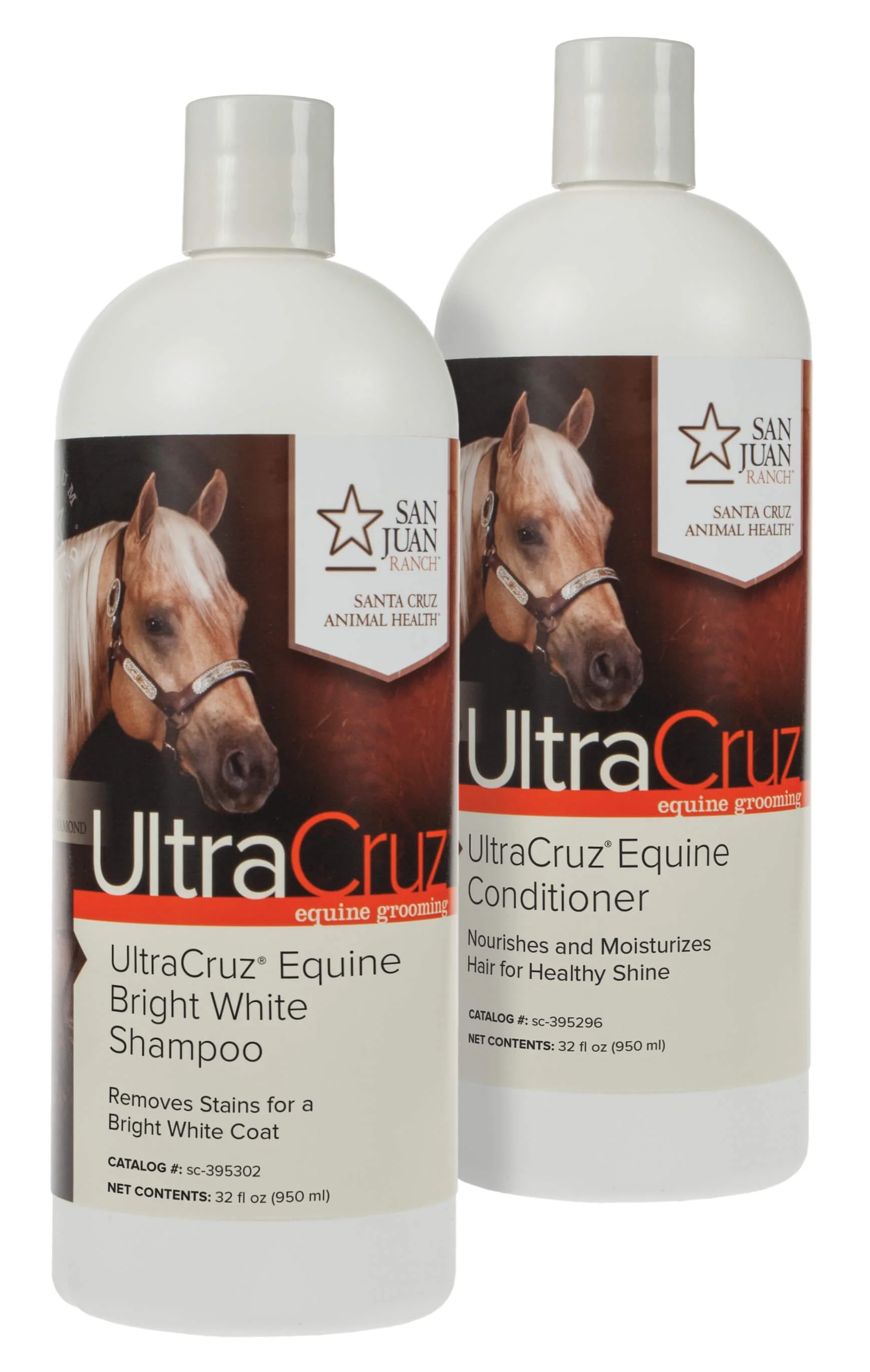UltraCruz Equine Bright White Horse Shampoo and Conditioner Bundle, 32 oz each