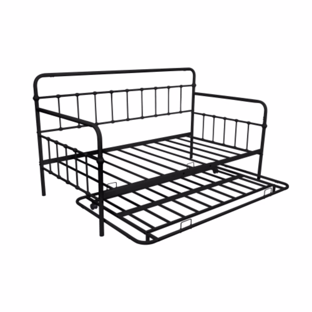 Metal Frame Daybed with trundle Black + Metal