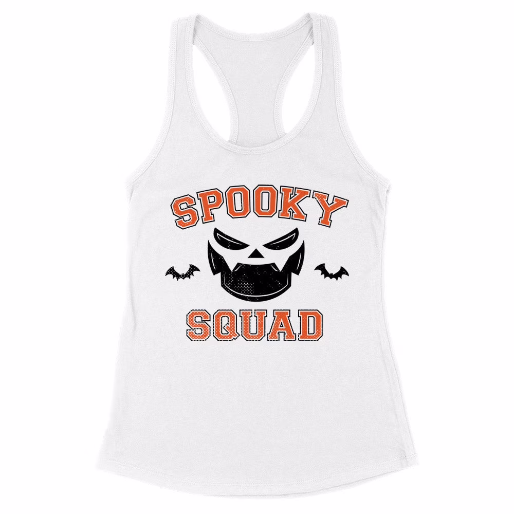 Spooky Squad Tank Top Fitted Racerback Women's Large White
