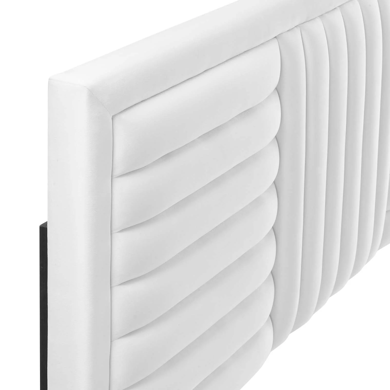 Modway Believe Channel Tufted Velvet Twin Headboard in White