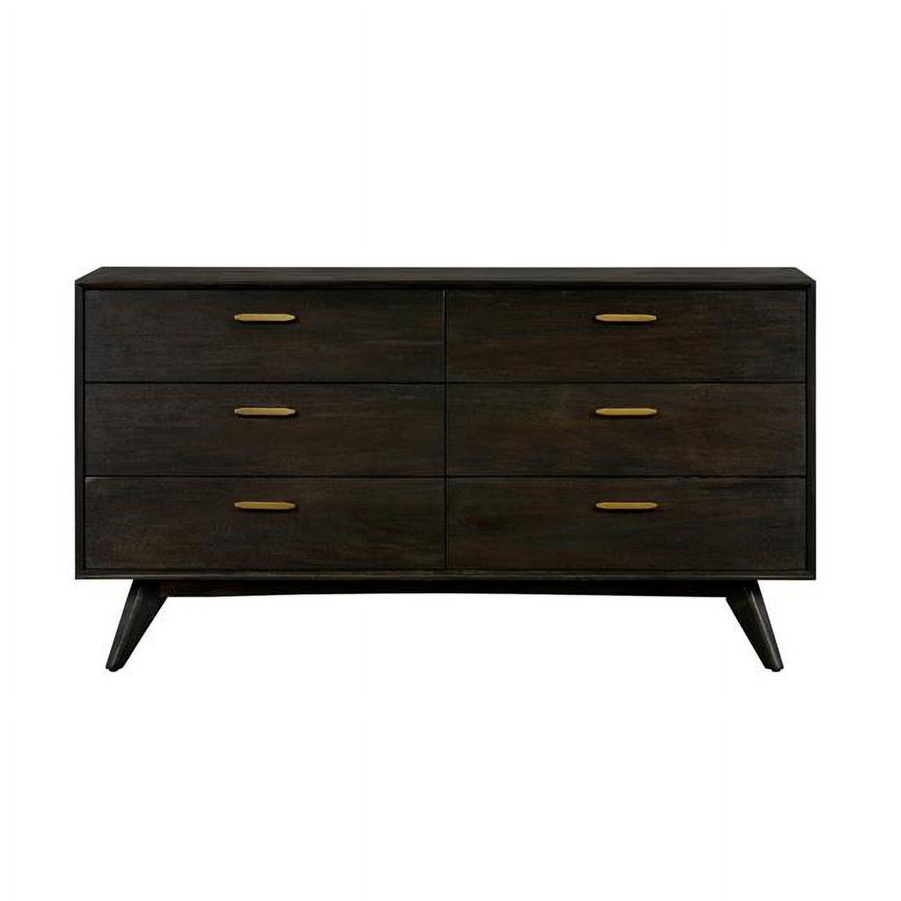 HomeRoots 518628 63 in. Brown Solid Wood Six Drawer Dresser