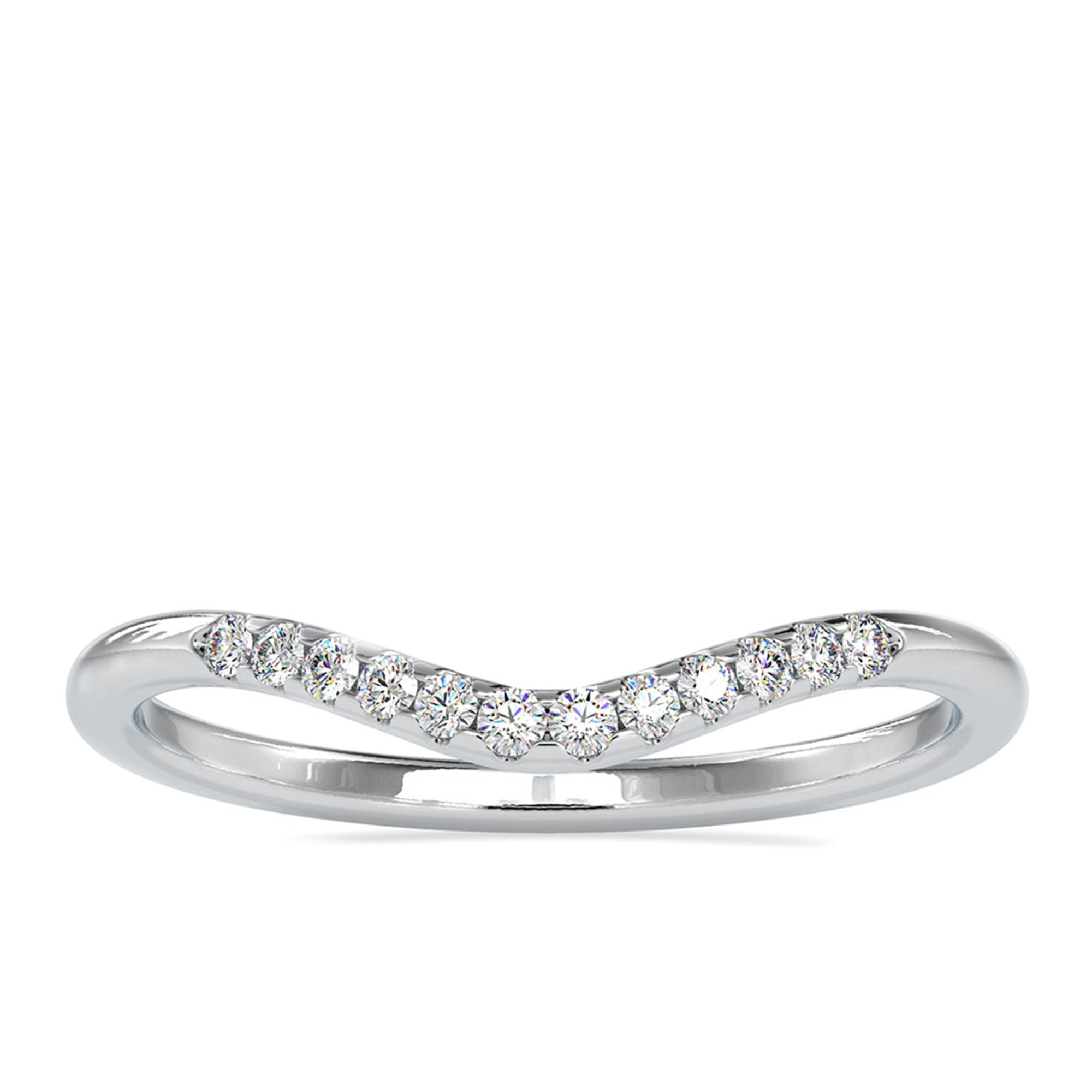 Moissanite Stackable Curved Eternity Ring in Gold, 925 Sterling Silver, US 4.00