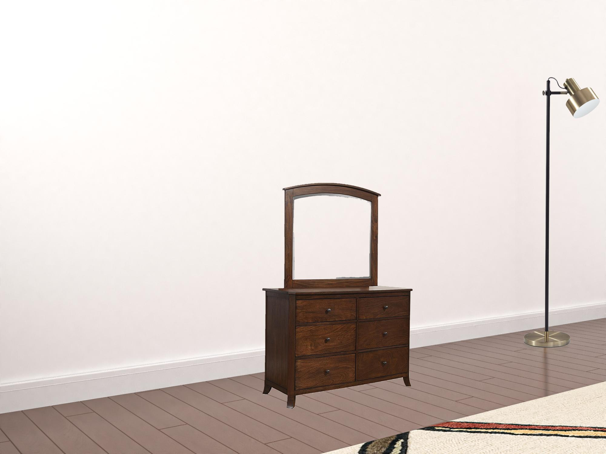 HomeRoots 524150 52 in. Brown Solid Wood Six Drawer Double Dresser