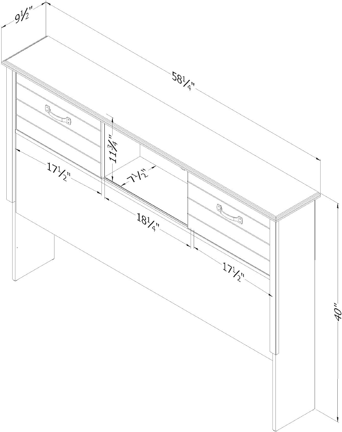 Ulysses Bookcase Headboard, Full, Winter Oak