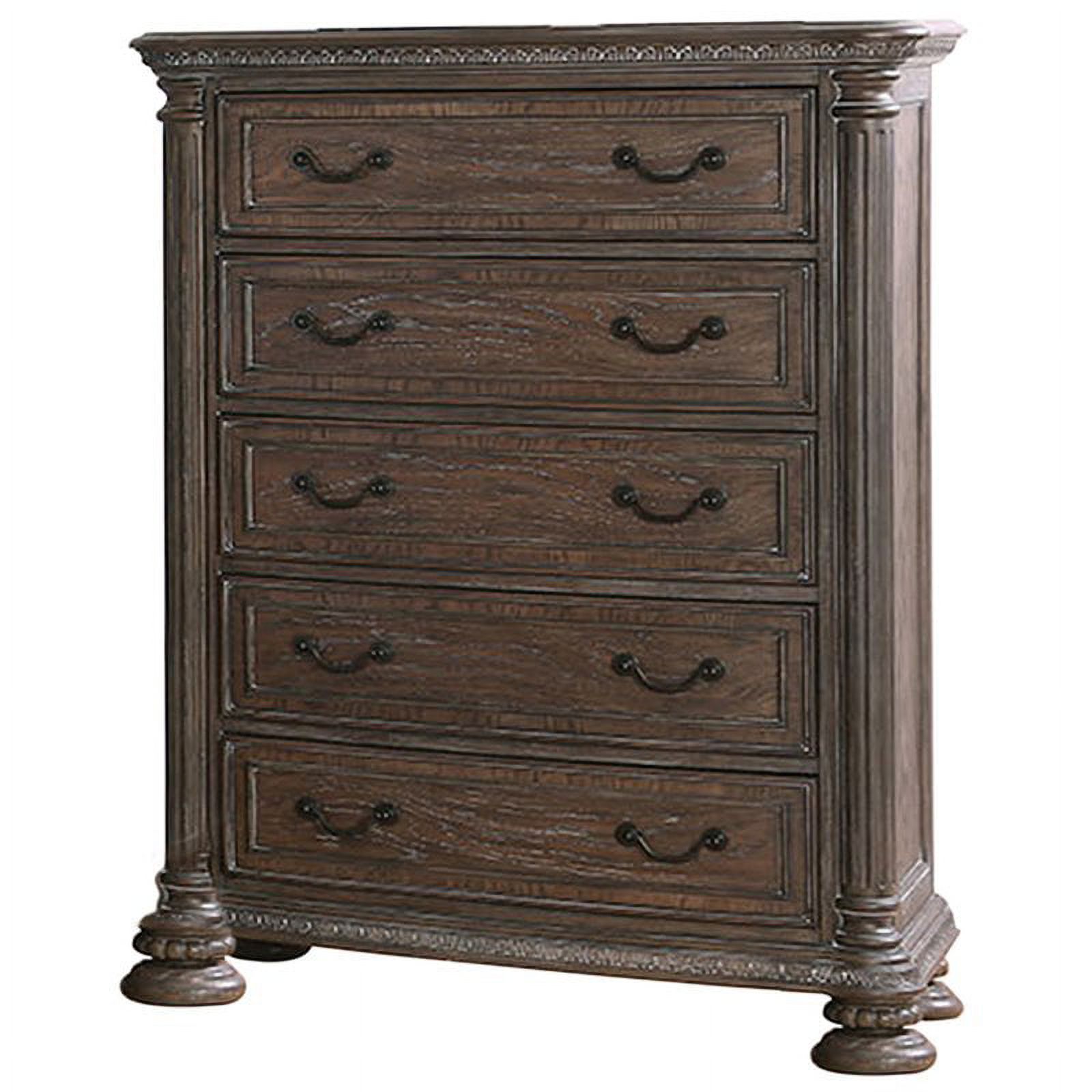 Bowery Hill 5-Drawer Traditional Wood Chest in Rustic Natural Tone