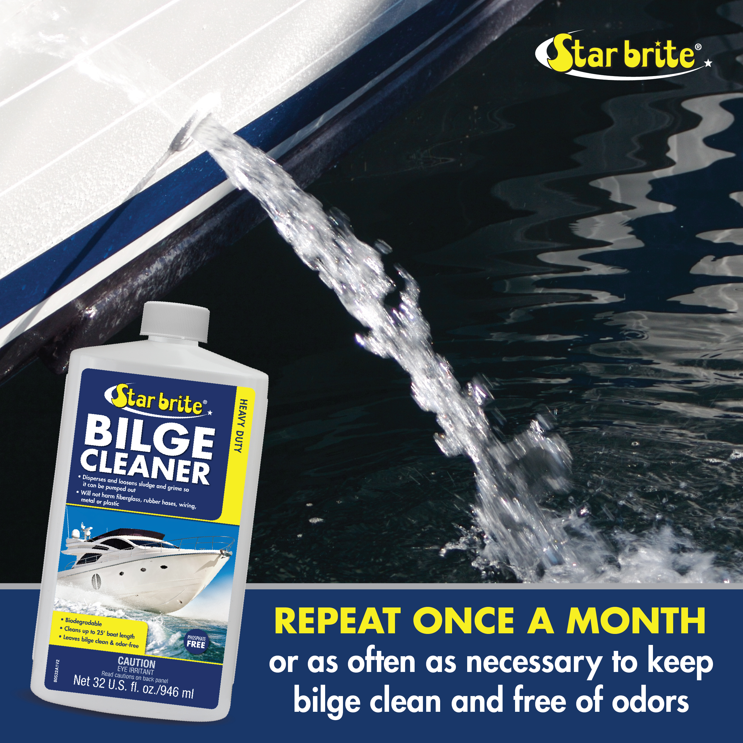 STAR BRITE Heavy Duty Bilge Cleaner -Simple & Easy to Use - Pour In, Run Boat, Pump Out - Emulsifies Oil, Fuel & Leaves Bilge Clean With a Fresh Clean Scent - 1 Gallon (080500)