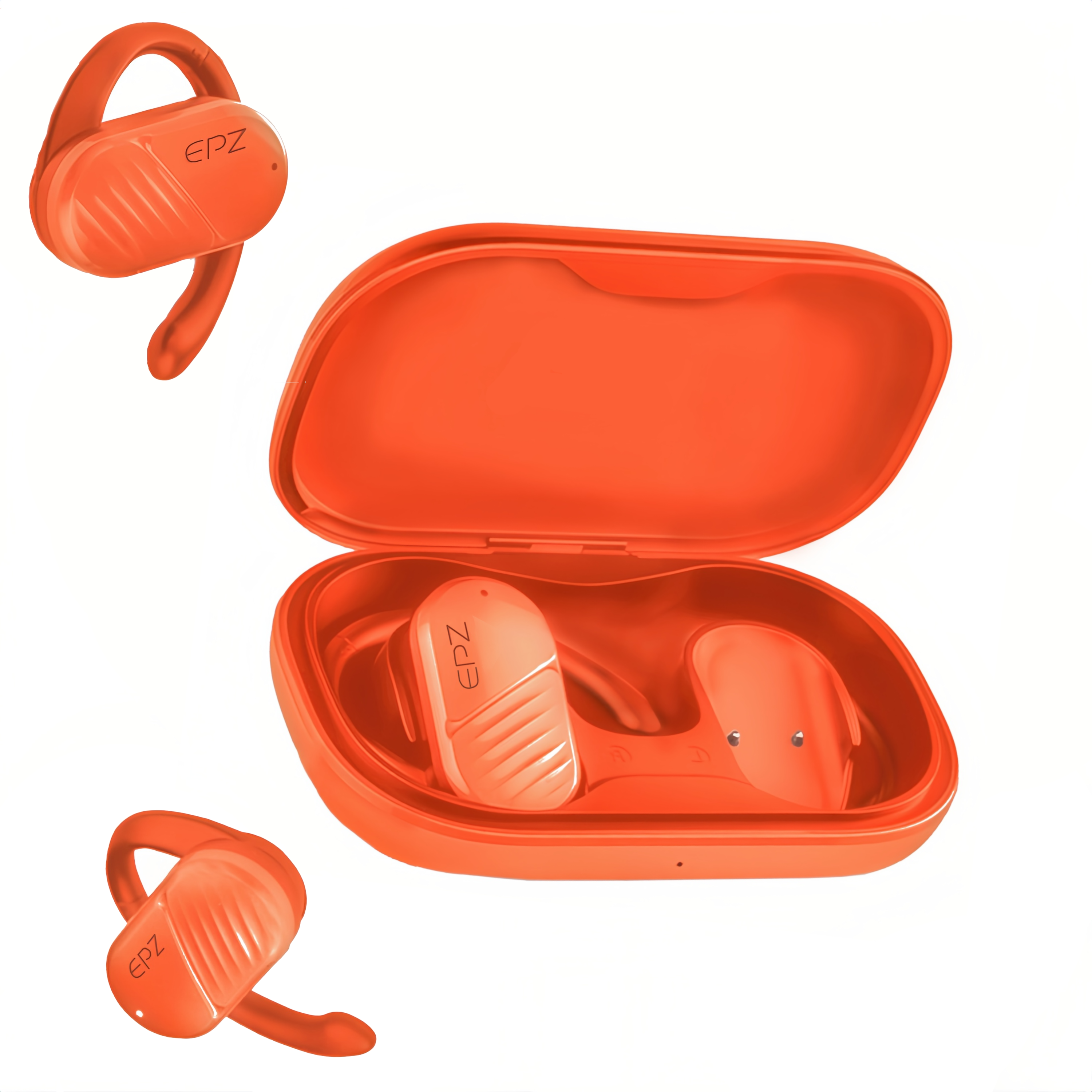 EPZ Bone Conduction Headphones, Wireless In-Ear Headphones, Waterproof, Sweat Resistant Sports Headphones, Suitable for Running, Cycling, Hiking, Gym, Mountaineering, (Orange)