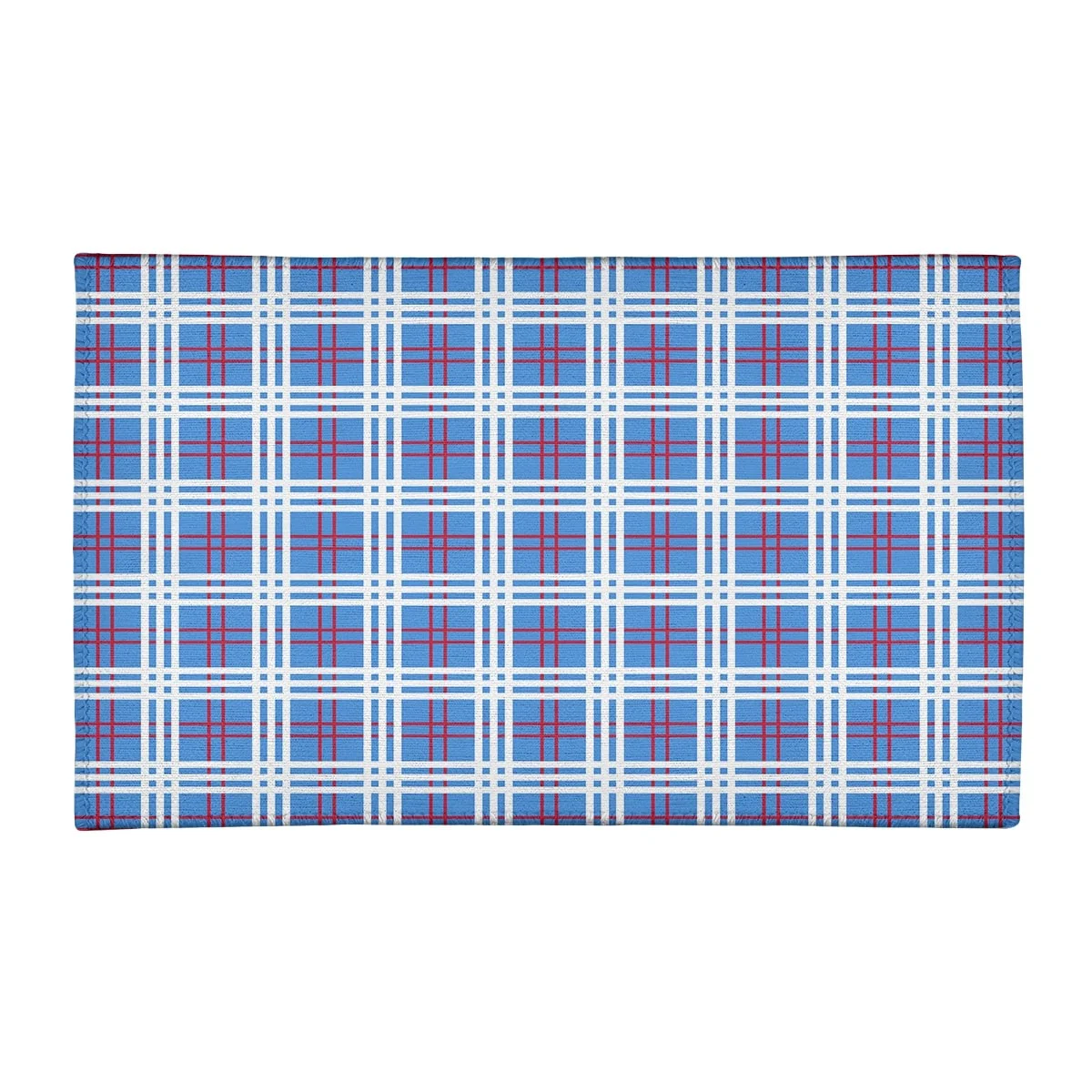 ArtVerse Houston Throwback Football Luxury Plaid Area Rug White/Light Blue/Red 2.5' x 8' 2' x 3'