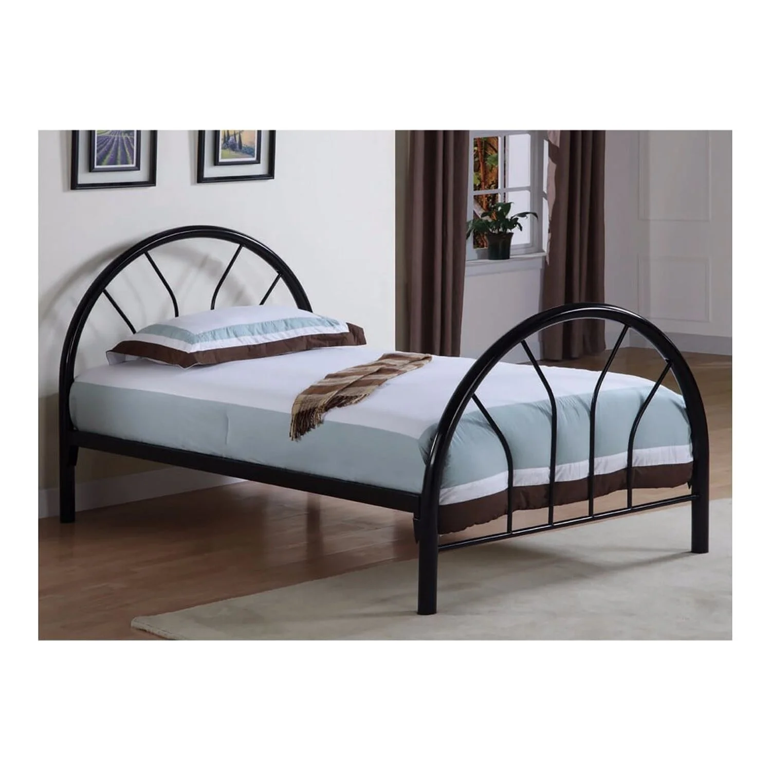 Benzara BM158168 40 x 78.5 x 42 in. Casually Stylish Twin Size Metal Bed, Black