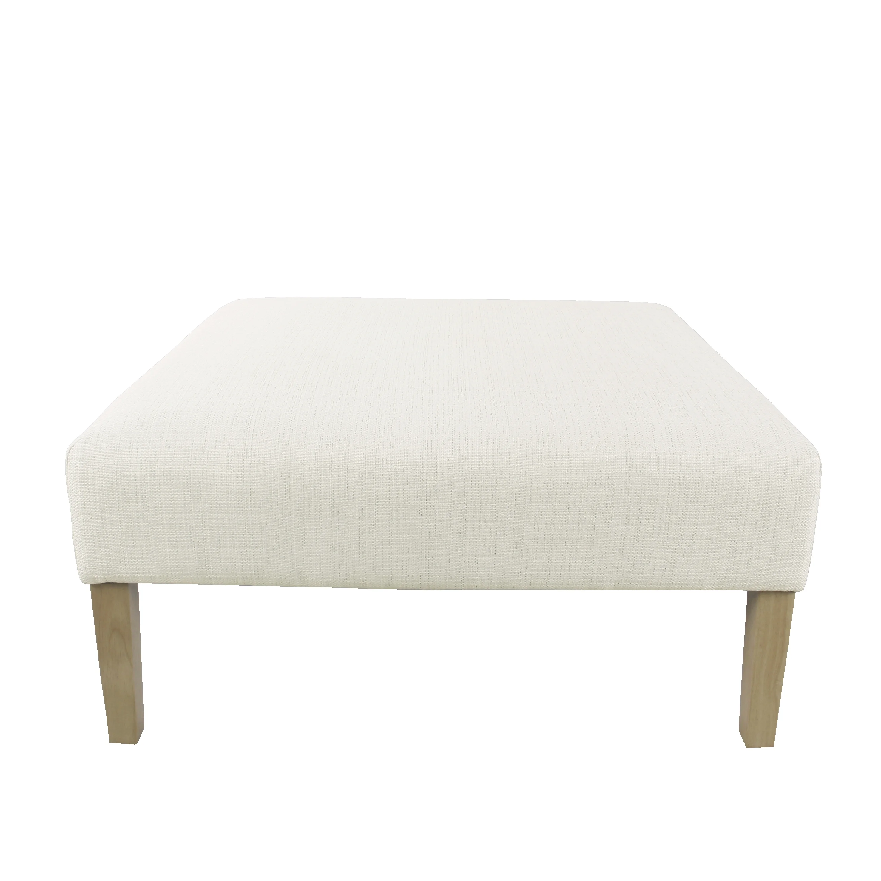 HomePop Square Coffee Table Ottoman – Stain-Resistant Cream Woven