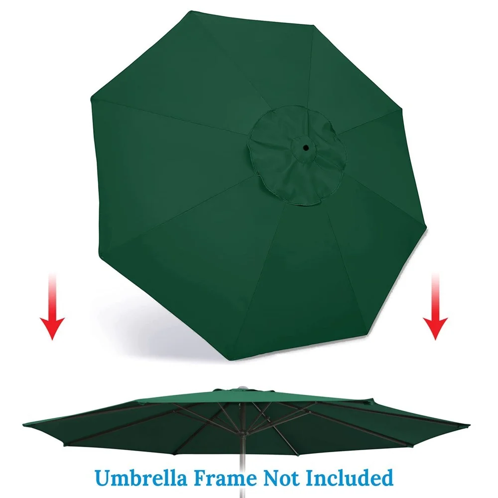 9.8ft 8 Ribs Patio Umbrella Replacement Cover Canopy, Outdoor Market Beach Deck Replacement Cover Top,Green (Cover Only)
