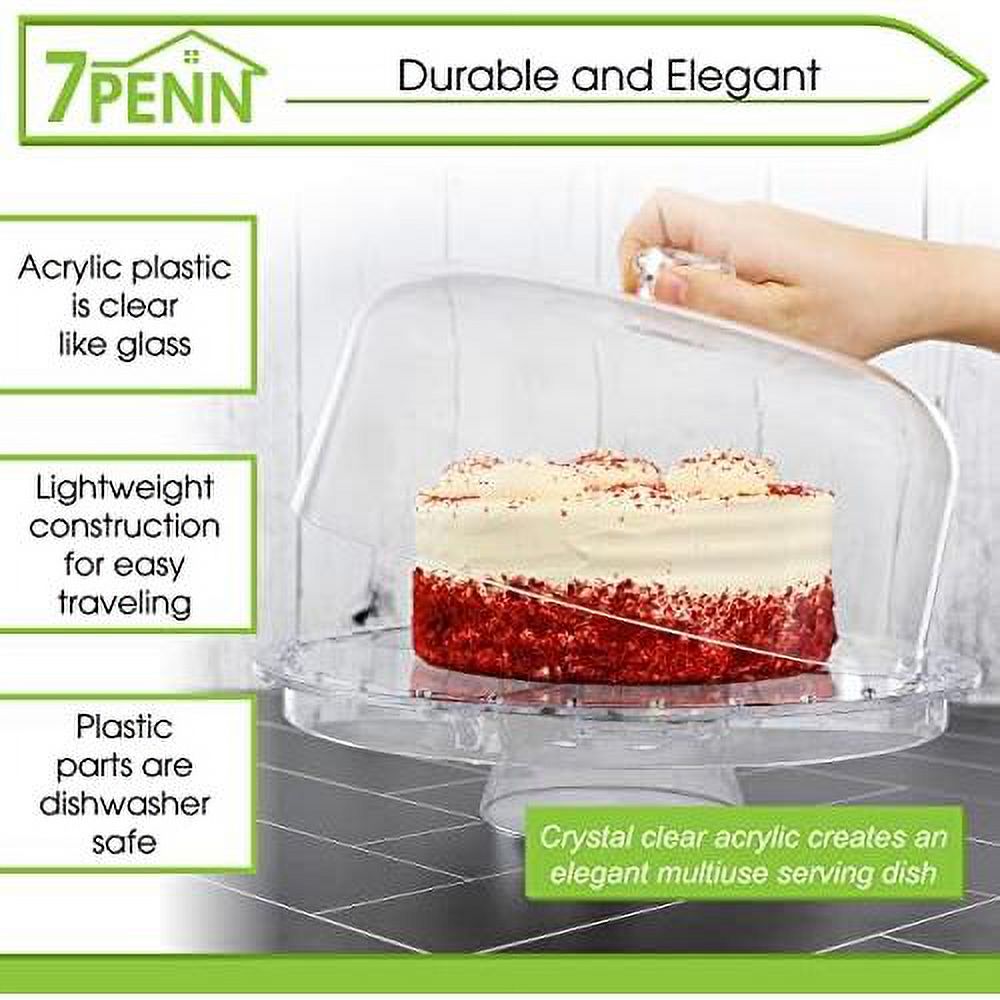 Clear Cake Stand With Dome Cover Lid - 12In Multi-Function Cake Plate Serving Platter And Punch Bowl Set