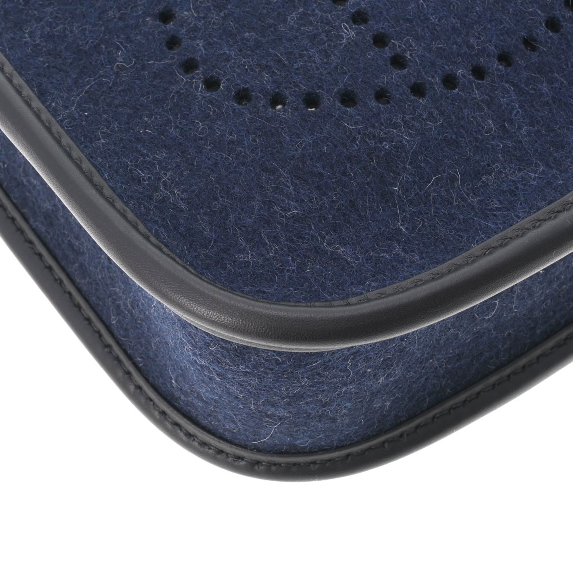 Pre-Owned HERMES Hermes Evelyn TPM Navy Palladium Metal Fitting Y Engraved (around 2020) Women's Felt Shoulder Bag (Like New)