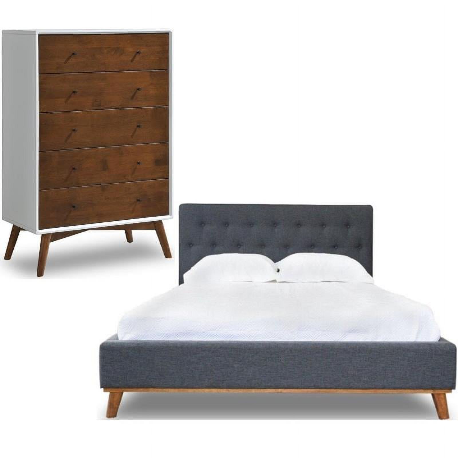 Home Square 2 Piece Furniture Set with Queen Platform Bed & 5-Drawer Dresser