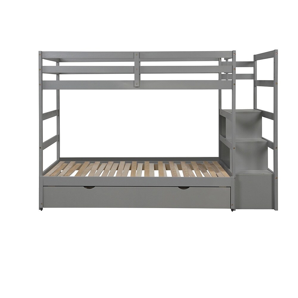 Twin over Twin Bunk Bed with Twin Size Trundle