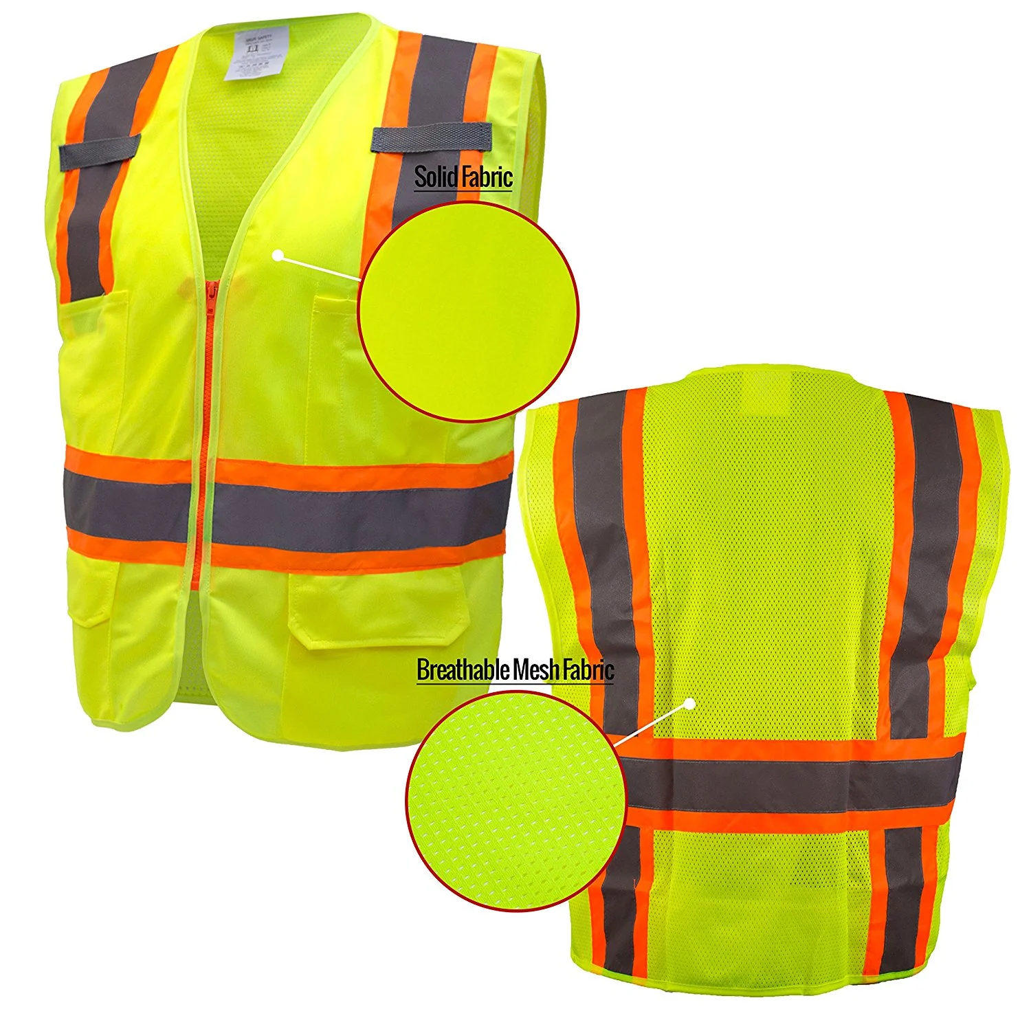 RK Safety Two Tone High Visibility Safety Vest- ANSI Class 2 - Neon Yellow / Extra Large