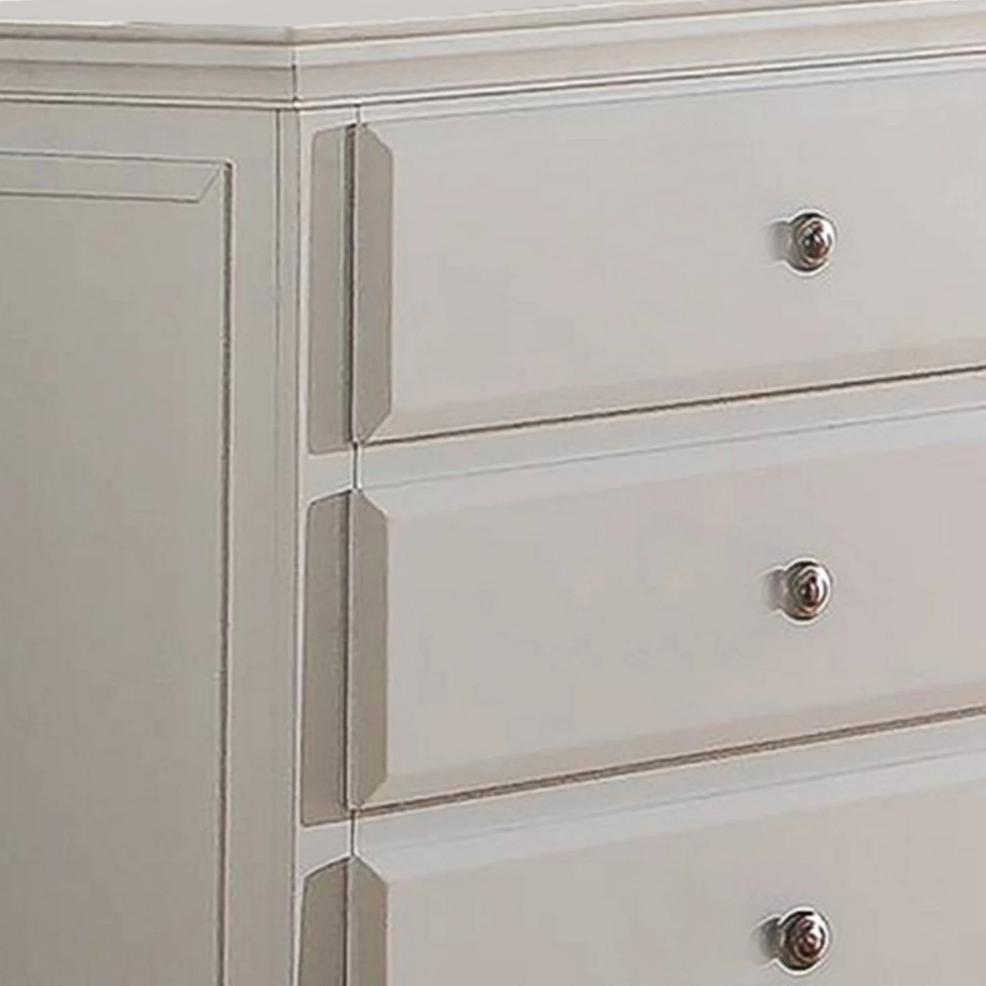 Umi 58 Inch Wide 6 Drawer Dresser, Molded Details, Bun Legs, Classic White