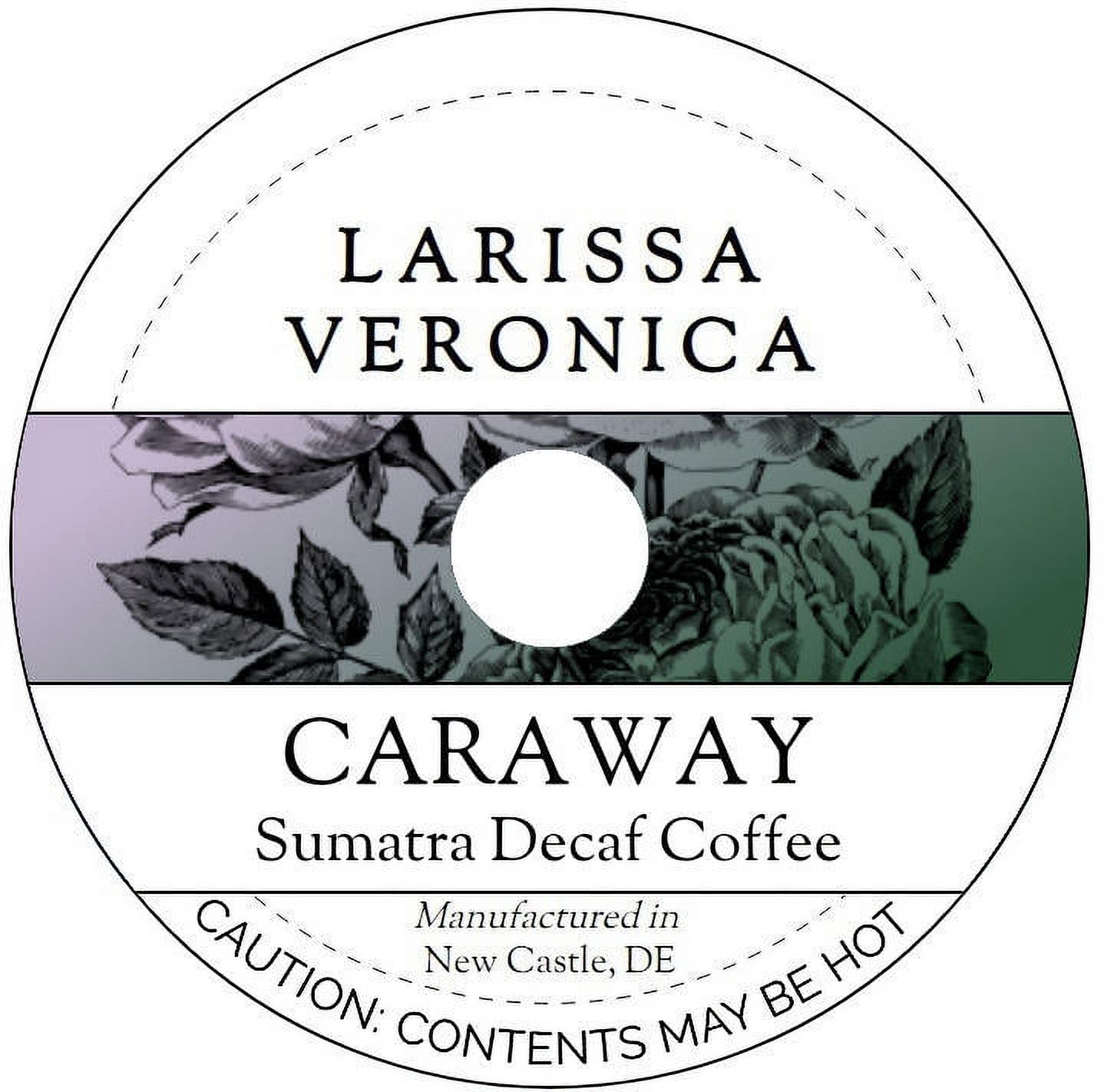 Larissa Veronica Caraway Sumatra Decaf Coffee (Single Serve K-Cup Pods), (Caraway, Whole Coffee Beans, 12 pods, 2-Pack, Zin: 571758)