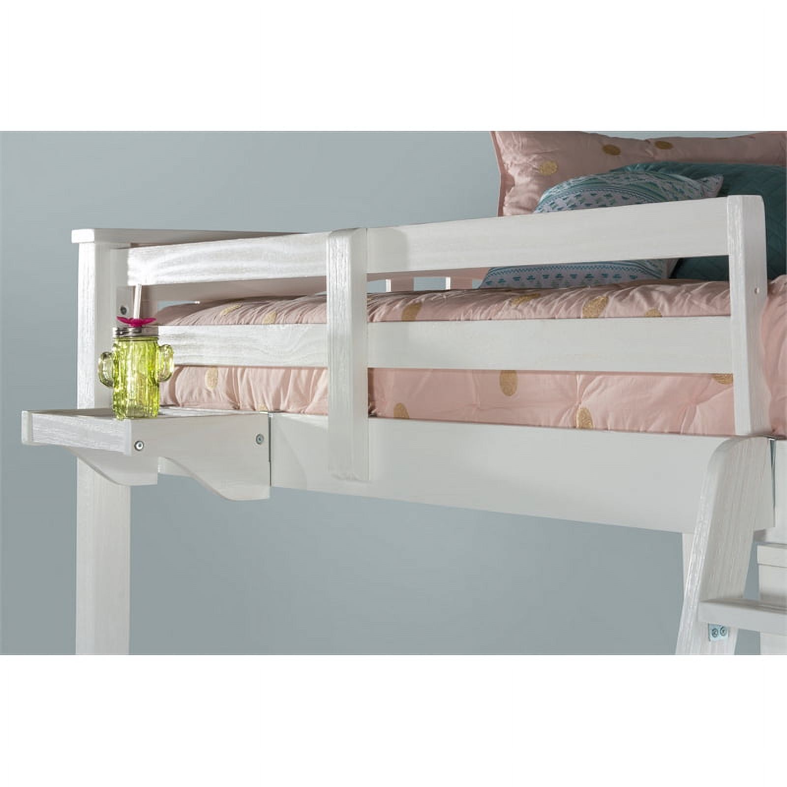 Highlands Full Loft Bed with Hanging Nightstand in White