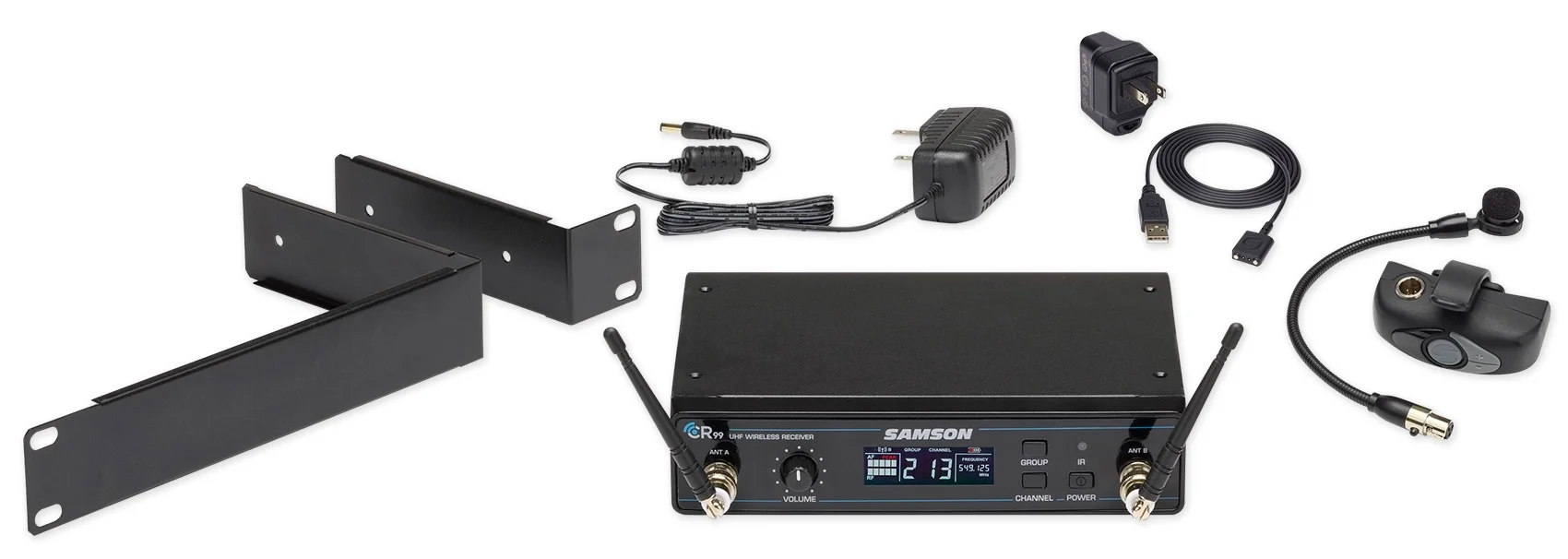 SAMSON AirLine AWX Wind Instrument Wireless Horn Microphone+Headphones+Cables