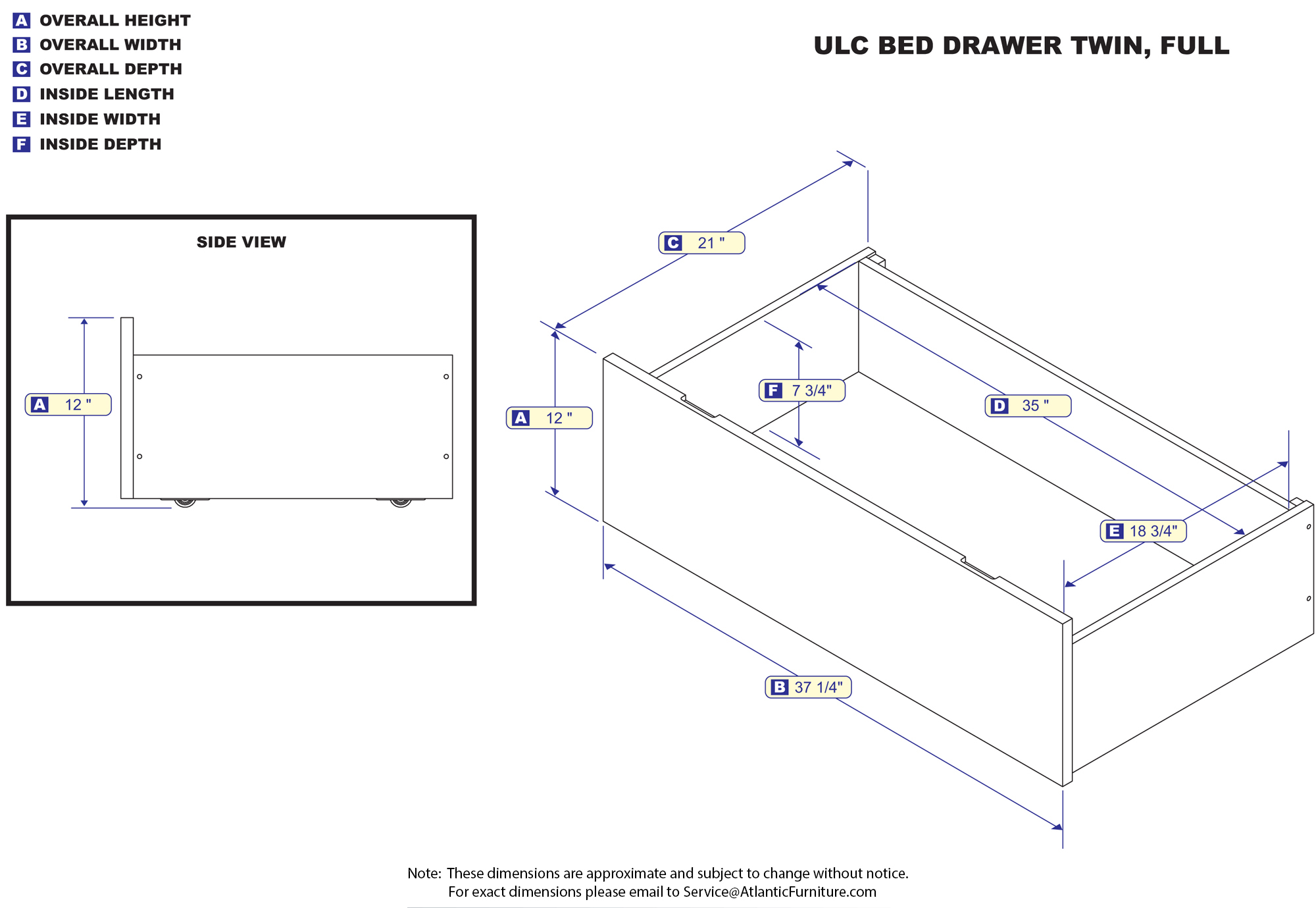 Urban Bed Drawers Twin-Full White