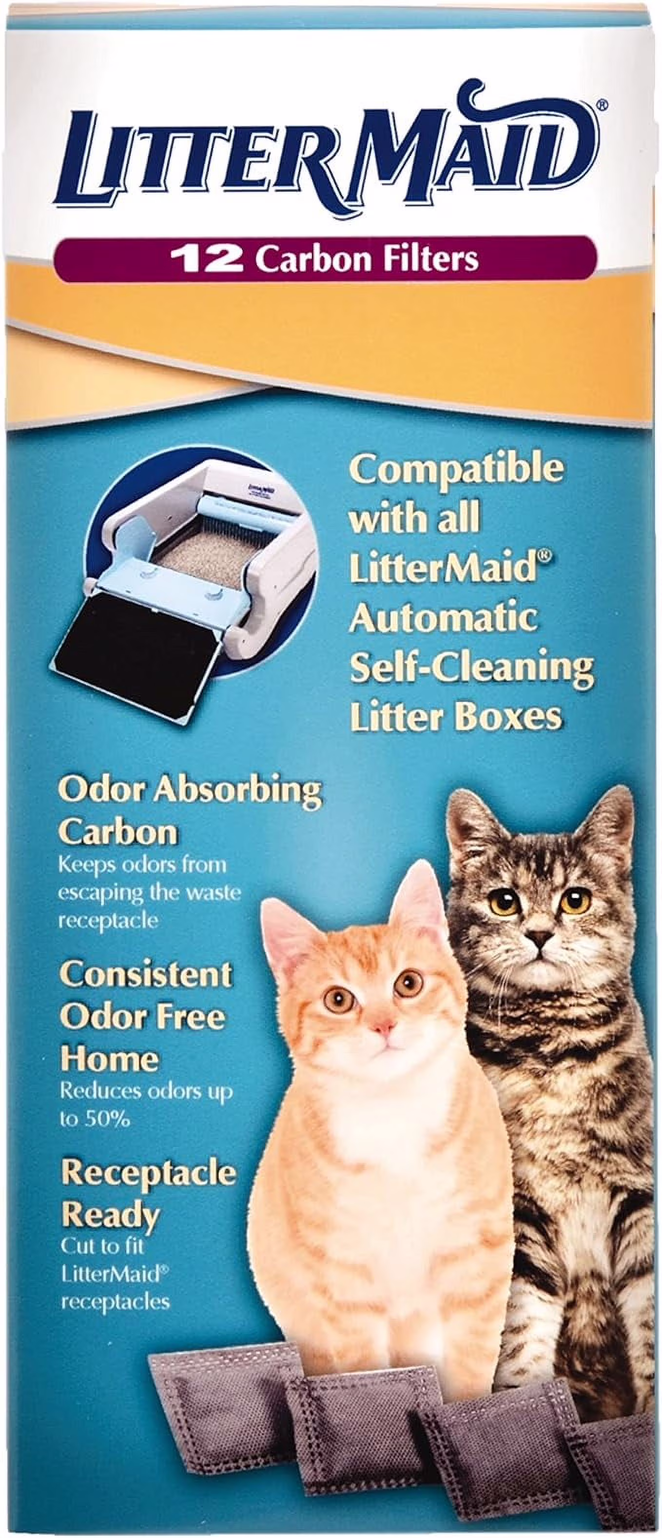 LitterMaid Odor Absorbing Litter Box Carbon Filters, 12 Pack, White