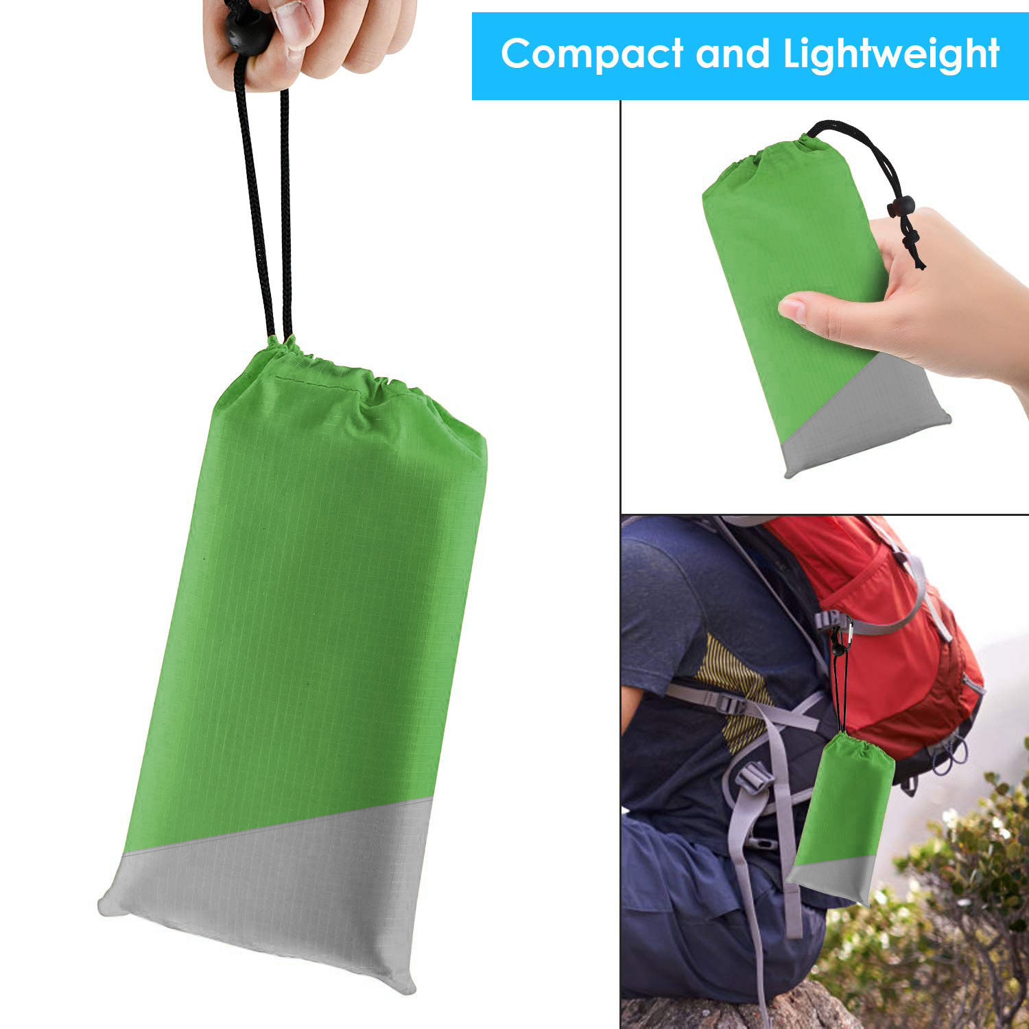 Sand Free Beach Blanket, Amerteer Large Sand Proof Beach Blanket Mat 79''x 55'' with 4 Stakes& 1 Carabiner, Lightweight, Portable, Quick-Drying, Waterproof, Ideal for Camping, Travel, Festivals