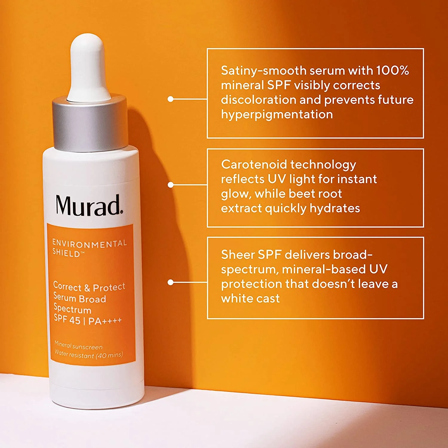 Murad Envrionmental Shield Correct & Protect Serum Broad Spectrum SPF 45 Mineral Sunscreen 1 fl oz