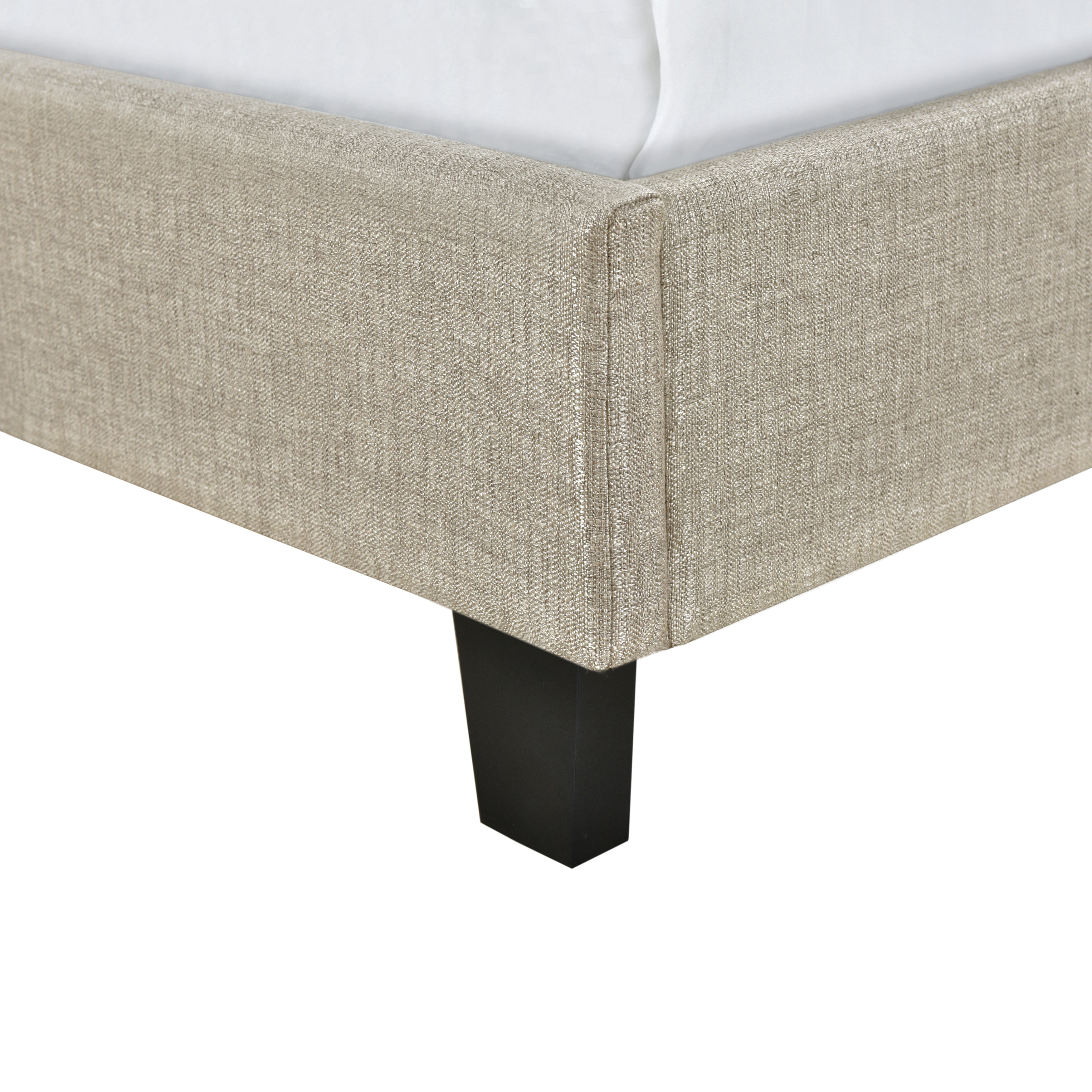 Home Meridian Shaped Twin All-In-One Upholstered Bed in Linen