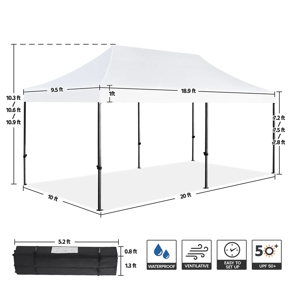 Yaheetech 10×20 ft Commercial Pop Up Canopy Tent,White