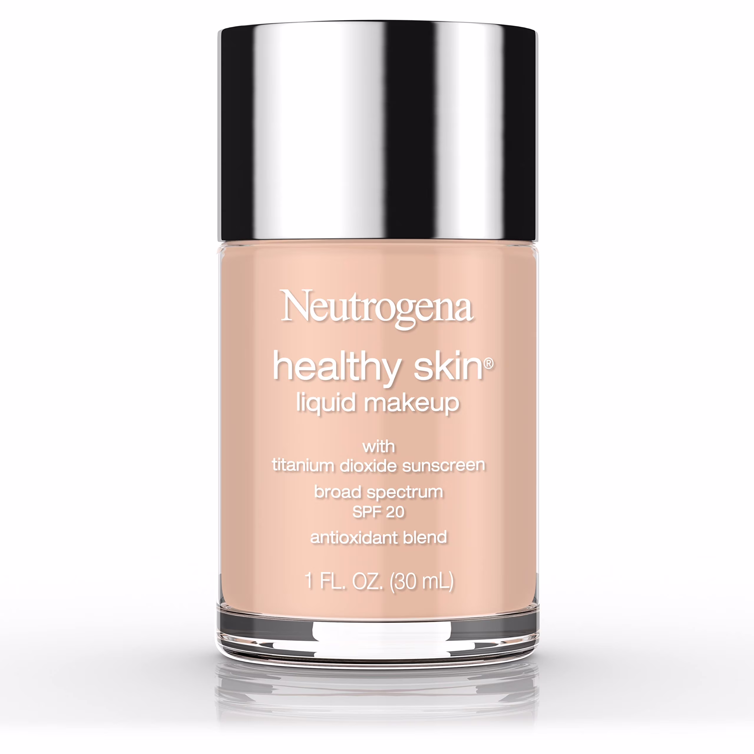 Flawless Coverage Foundation: Neutrogena Healthy Skin Liquid Makeup with SPF 20, Antioxidant Vitamin E & Feverfew - Soft Beige Shade, 1 Fl. Oz