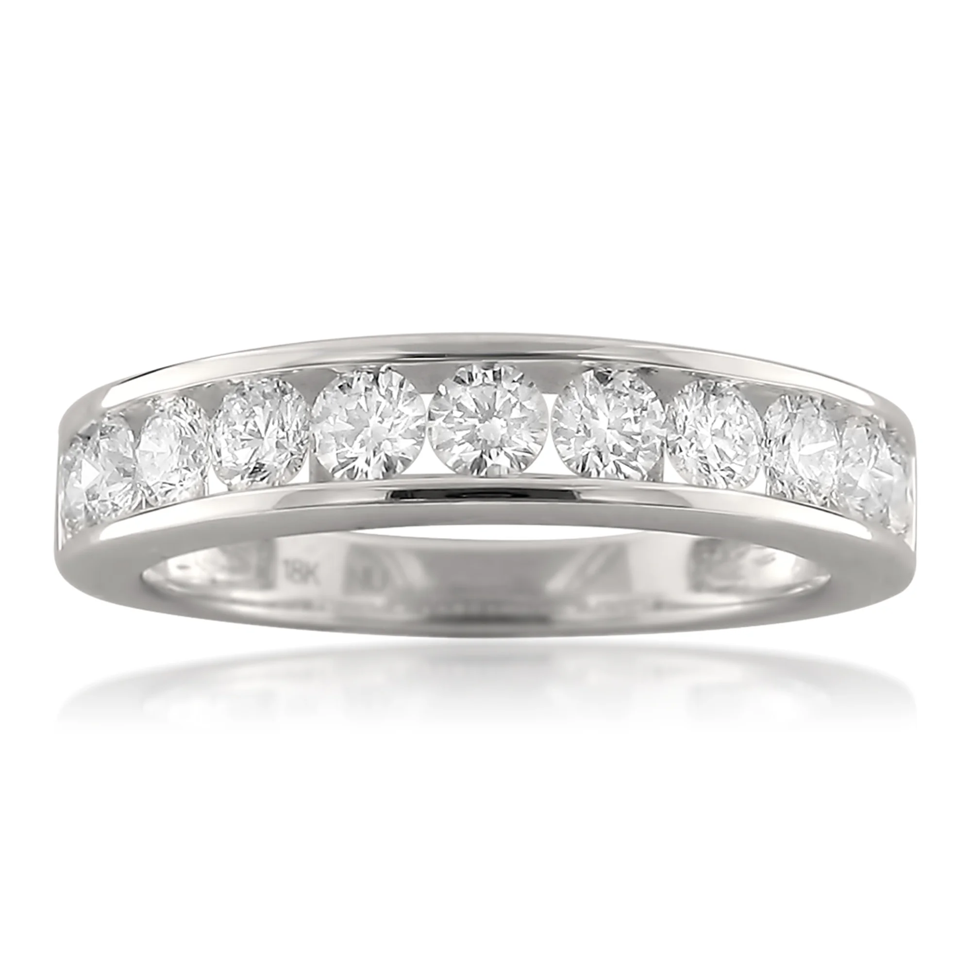 1 Carat T.W. Round Diam. 18k White Gold 11 Stone Bridal Wedding Band