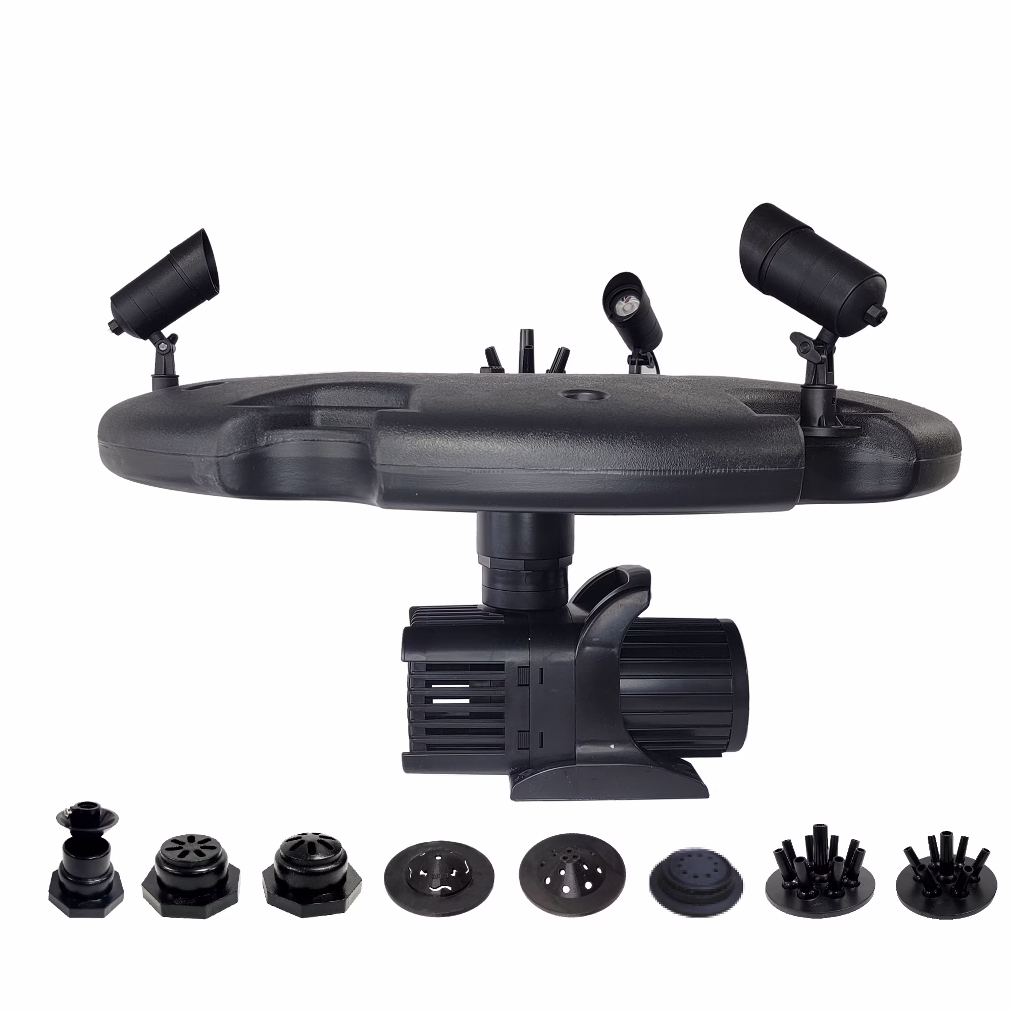 HALF OFF PONDS 1.2 HP Floating Fountain | 200 foot Cord | 11 Patterns | Color-Changing Lights | Surface Aeration for Ponds | AQF100003X9-200