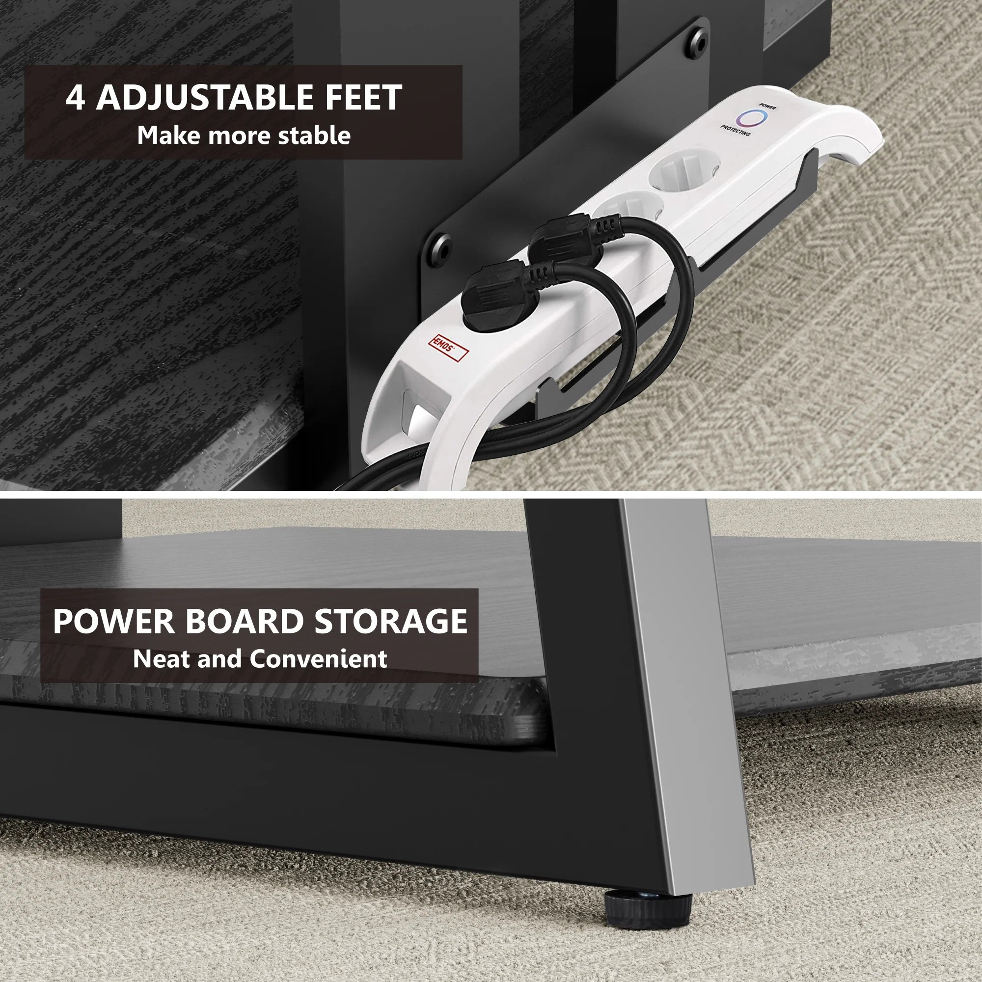 FITUEYES 4-Tier Wooden AV Component Media Stand Cabinet Open Shelves Media Console, Black