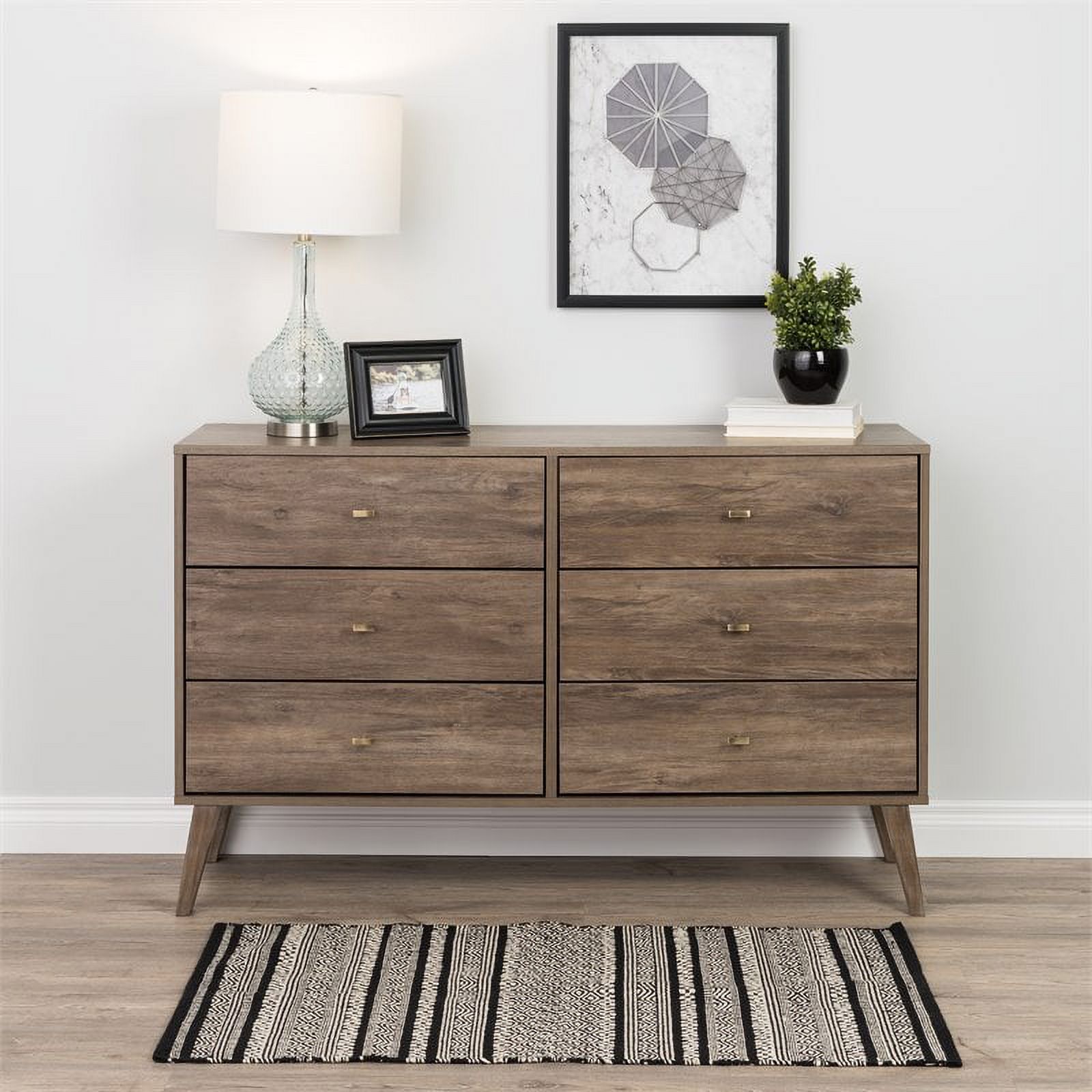Home Square 2-Piece Set with Modern Tall 6-Drawer Chest 6-Drawer Double Dresser