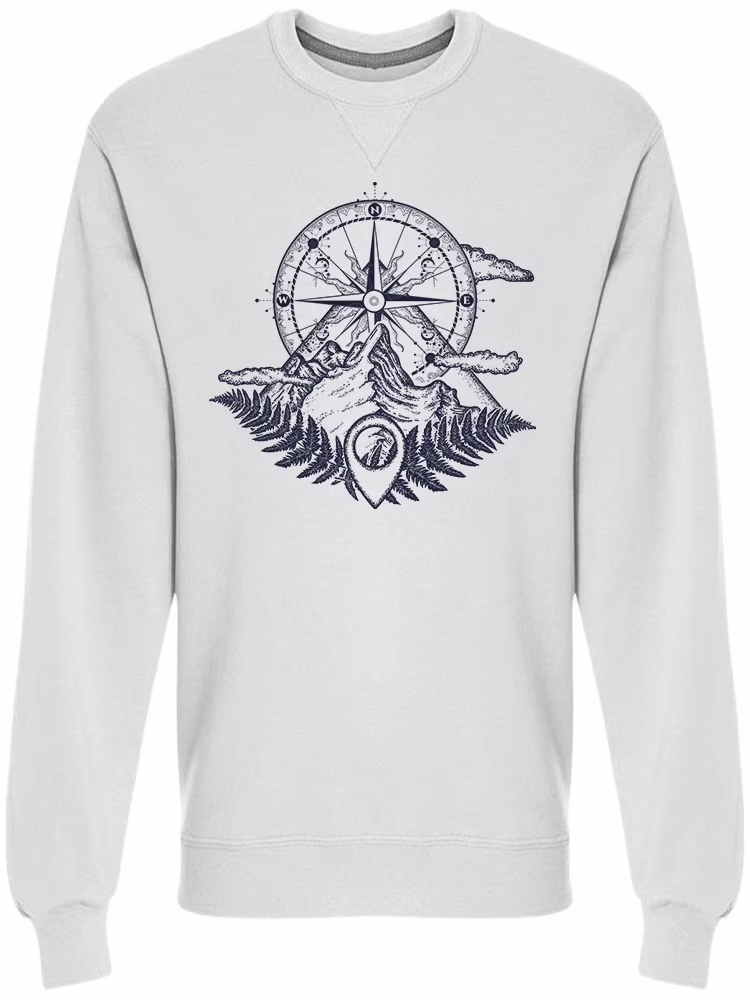 Compass And Mountains Stamp Sweatshirt Men -Image by Shutterstock, Male Medium