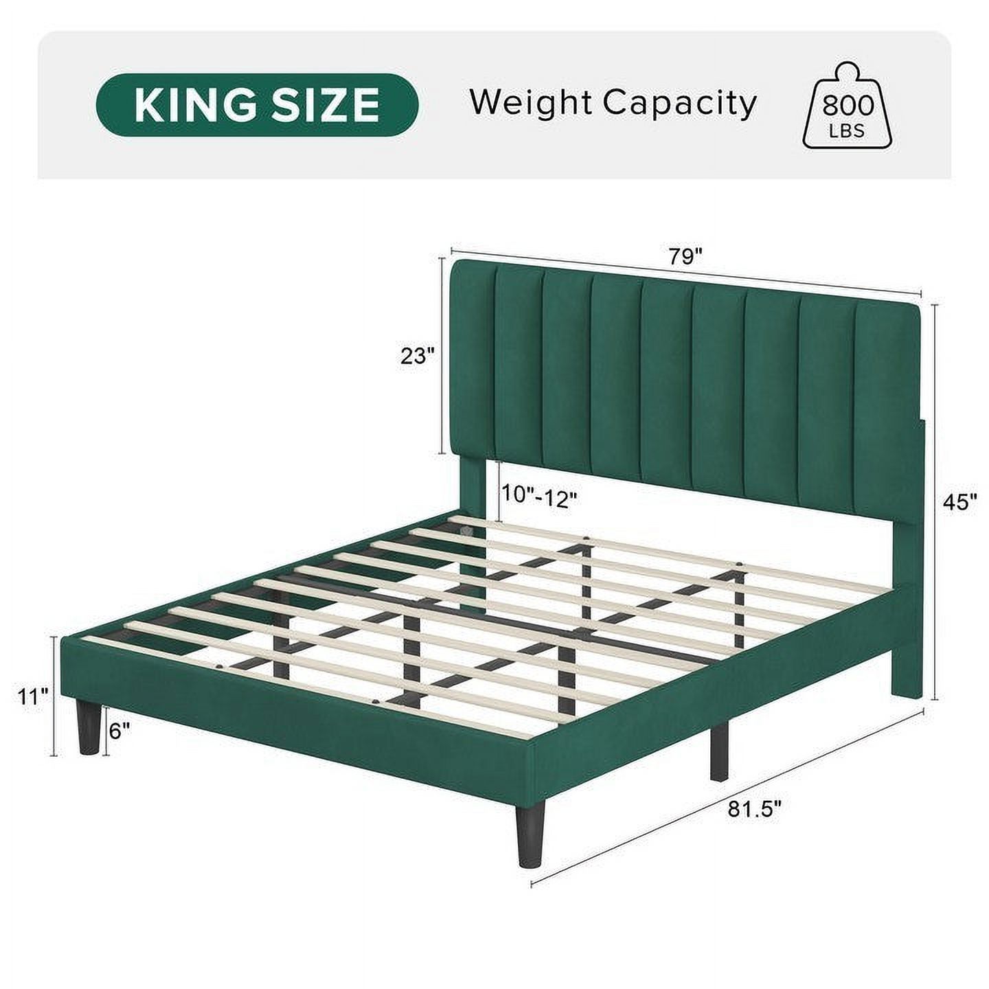 Jay King Size Platform Bed Frame - Green