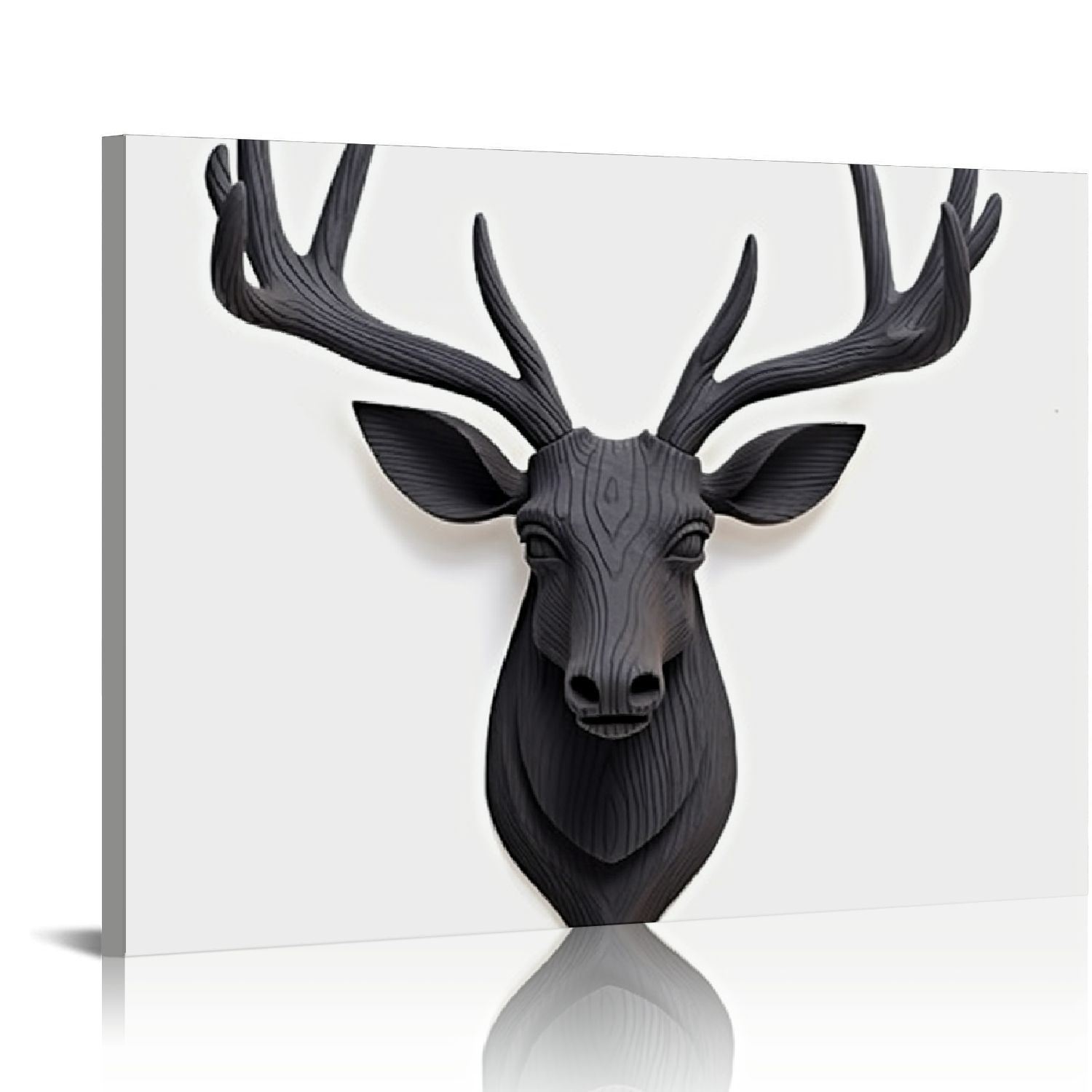 Gotuvs  Luxury Black Deer Head Wooden Wall Decor Wall Art Wall Sculpture Solid Wood Wall Pediment Home Decoration Entryway Livingroom Man Cave Kitchen Wall Decor