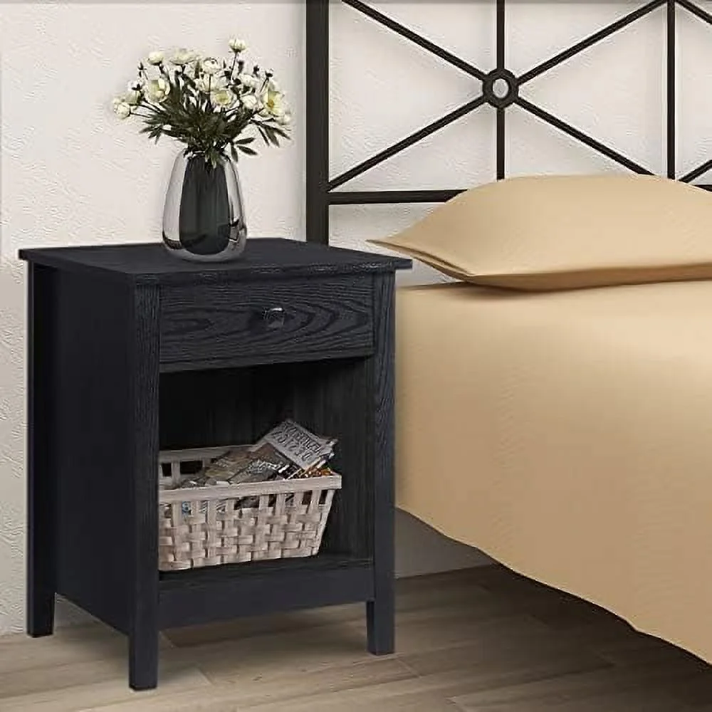 KHBIULIFE Nightstands for Bedroom - Set of 2 Wooden Night Stand  Bedside Table  Bedroom Nightstand with Drawers  Farmhouse Style Bedroom  (White Wood Grain  3-Drawer)