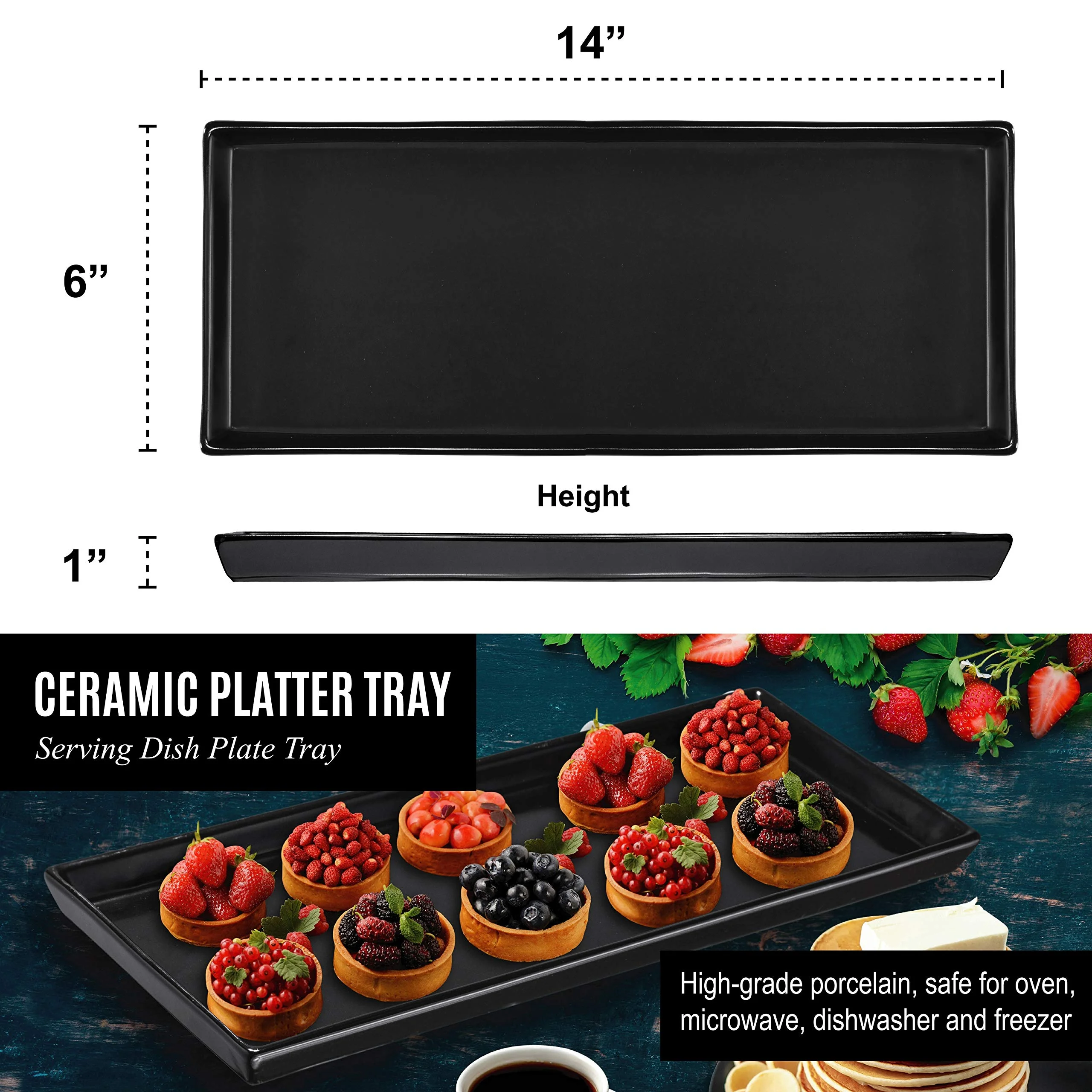 Bruntmor - Black Ceramic Platters And Trays High-Grade Dishes Dinner Trays