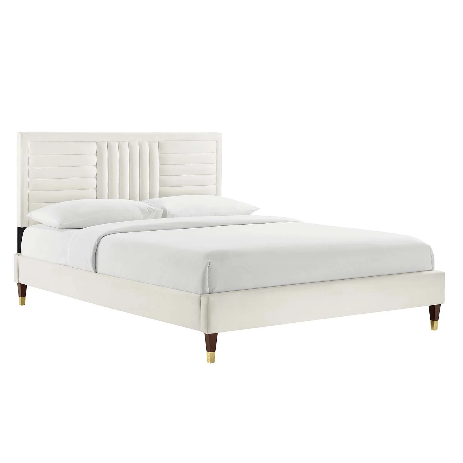 Modway Sofia Channel Tufted Performance Velvet King Platform Bed in White