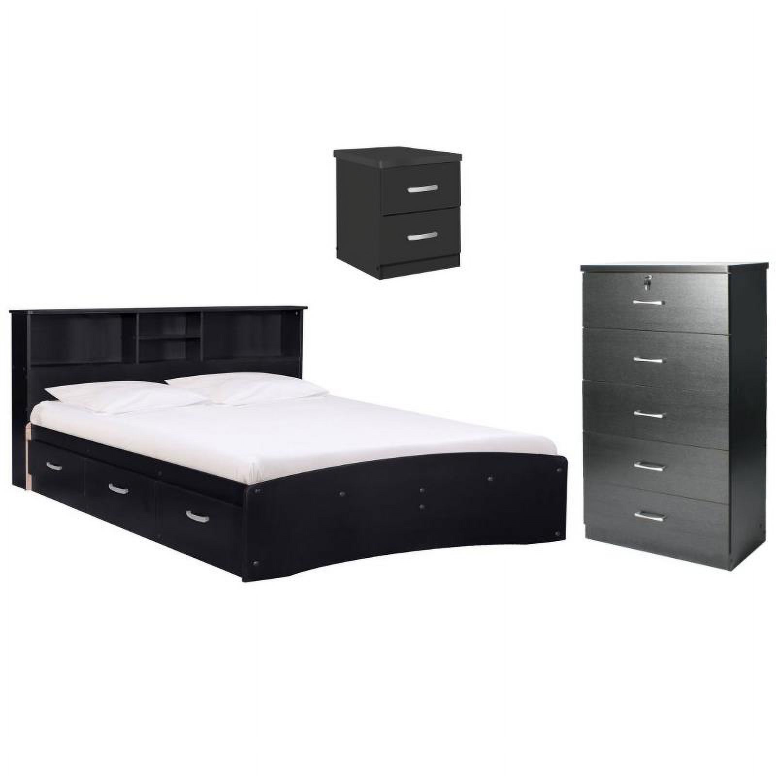 Home Square 3-Piece Set with Queen Bed 5-Drawer Chest Bedroom Dresser Nightstand