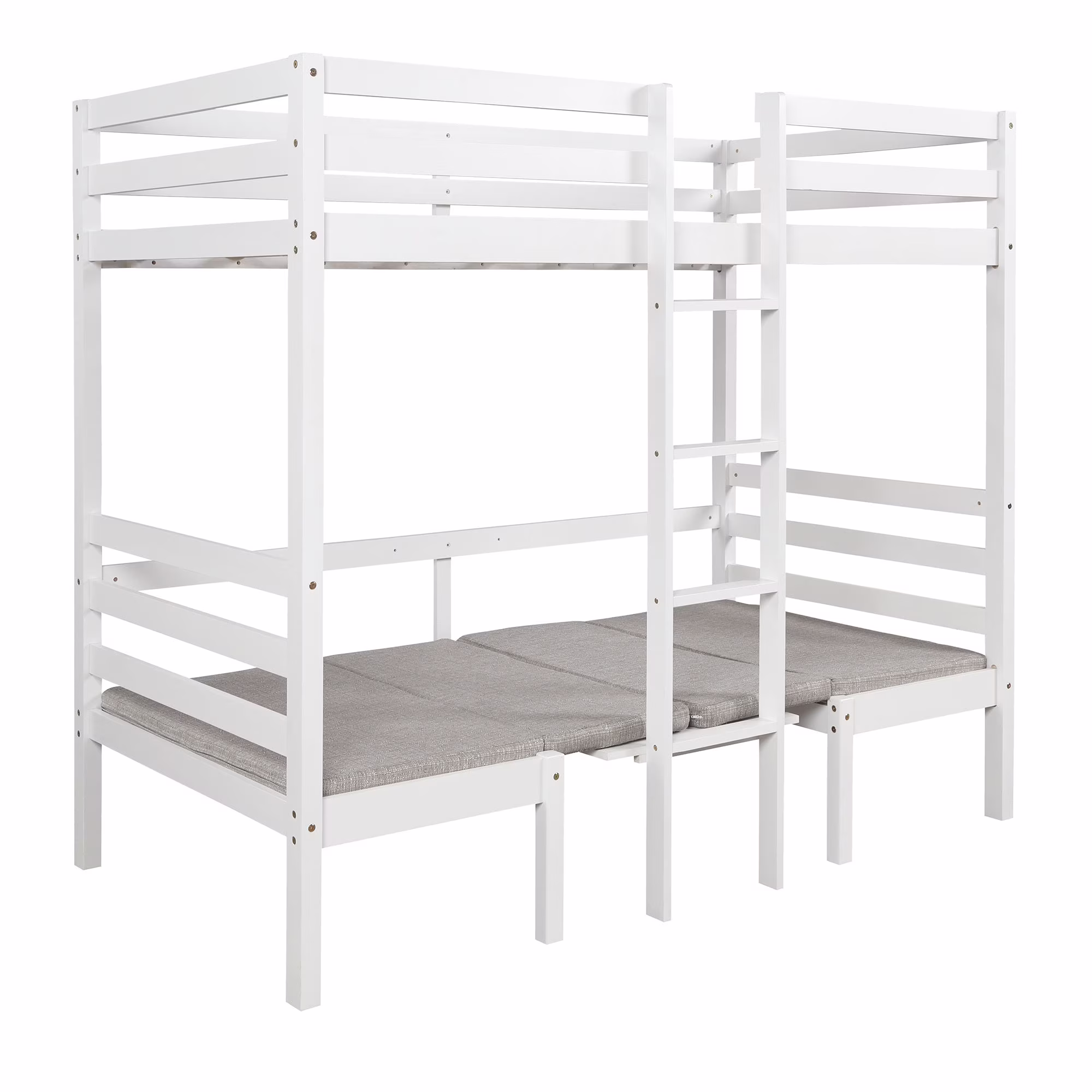 Functional Loft Bed (turn into upper bed and down desk; cushion sets are free); Twin Size; White