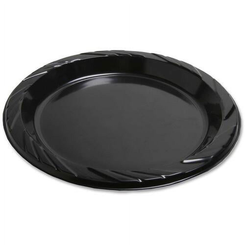 Genuine Joe Round Plastic Black Plates, Each