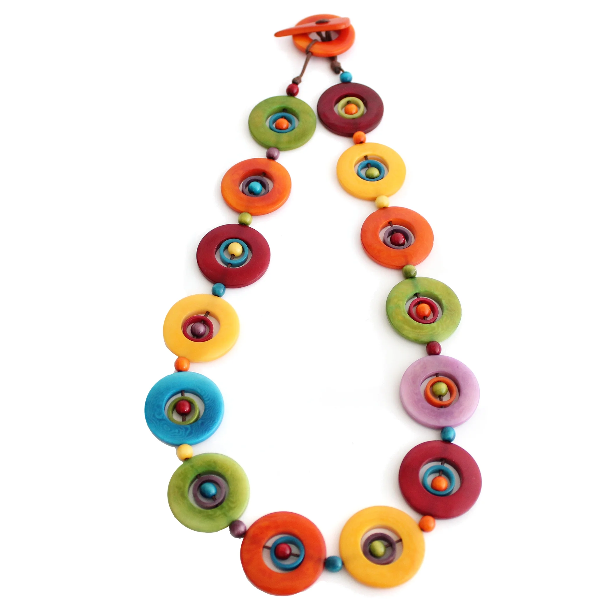 Circles Tagua Necklace Multicolor Handmade Fair Trade